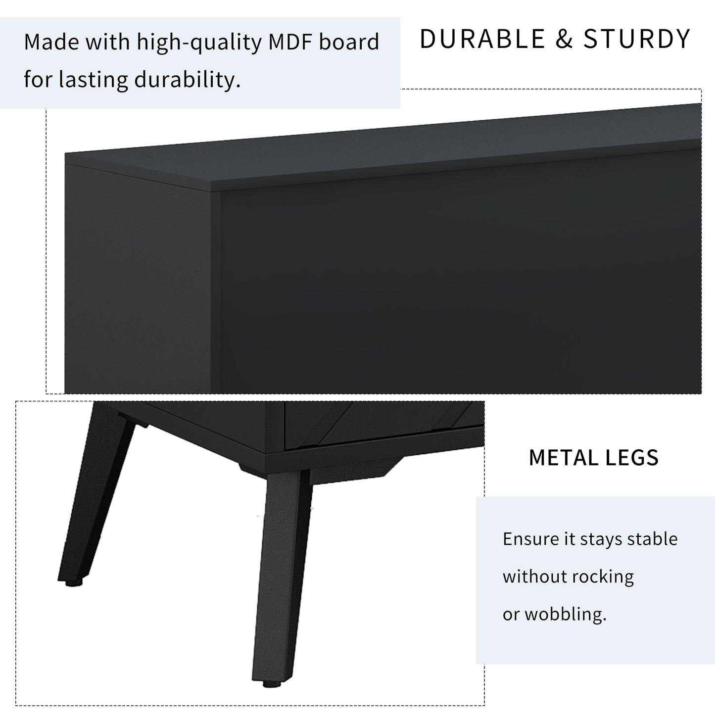 Sleek TV Console Stand with Adjustable Shelves and Drawer for Living Room