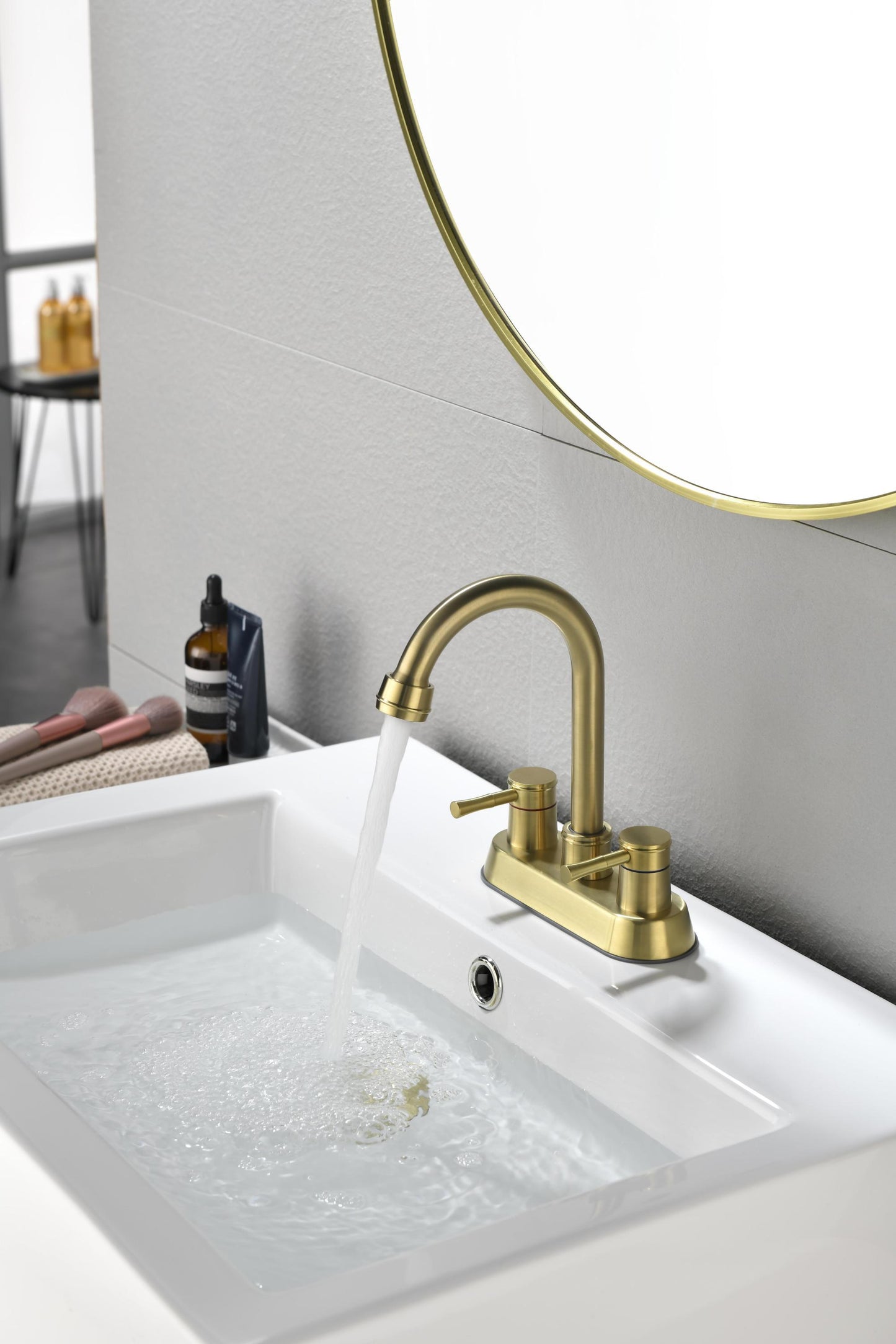 Gold Bathroom Faucet with Dual Handles