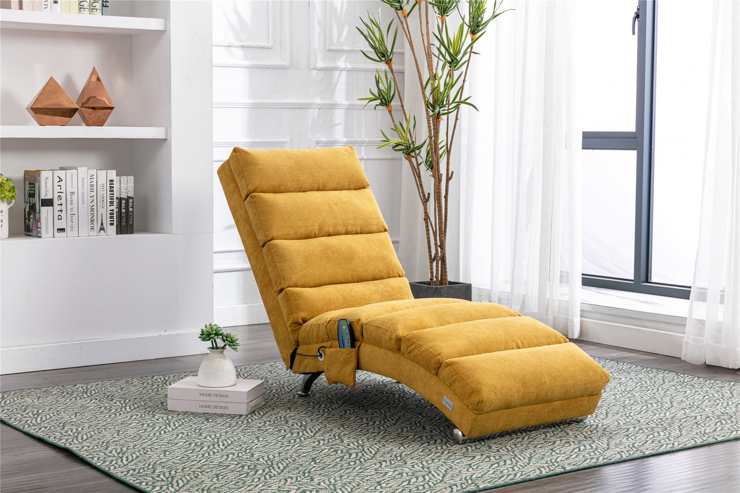 Linen Chaise Lounge Indoor Chair, Modern Long Lounger for Office or Living Room