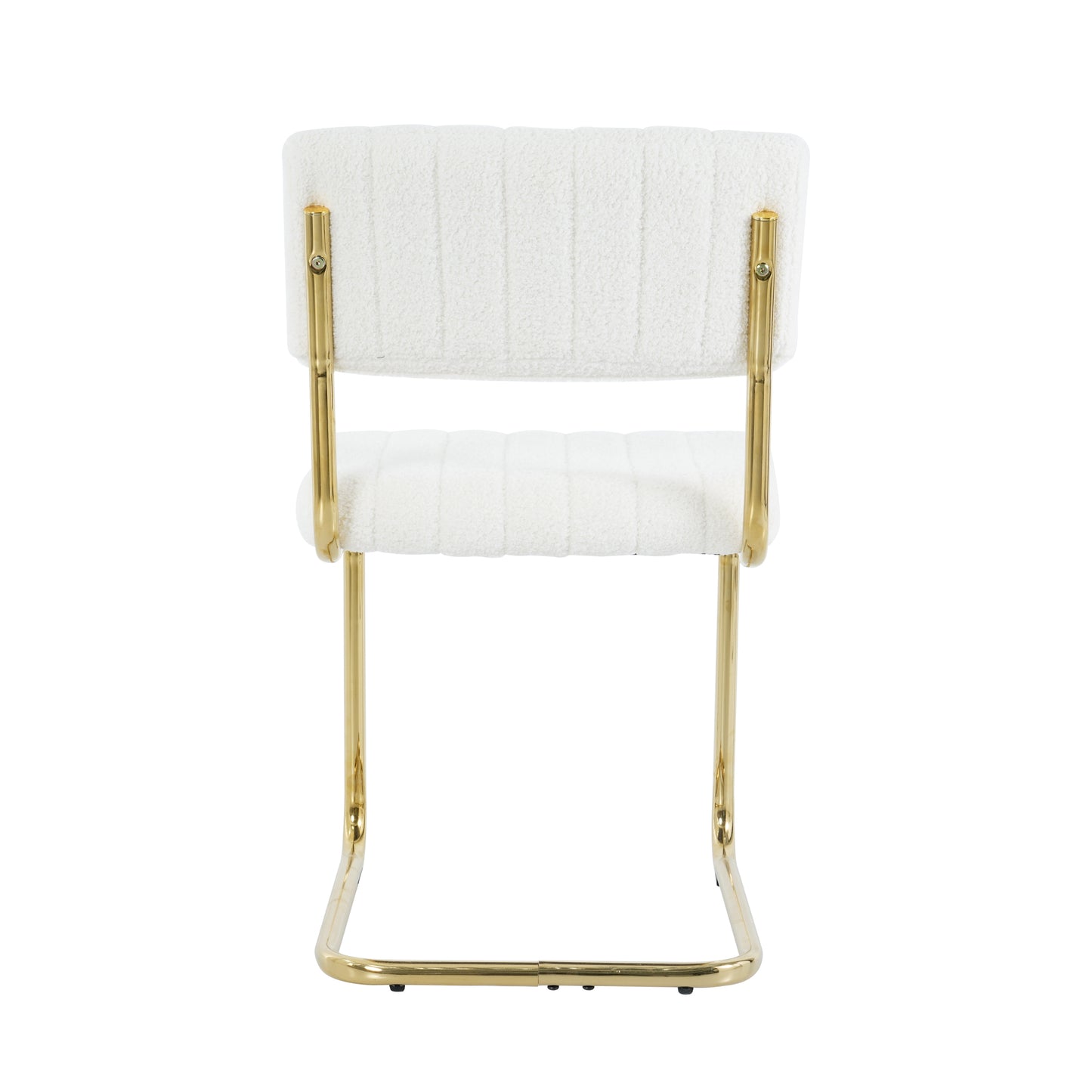 Modern simple light luxury dining White chair home bedroom stool back dressing chair student desk chair gold metal legs(set of 4)