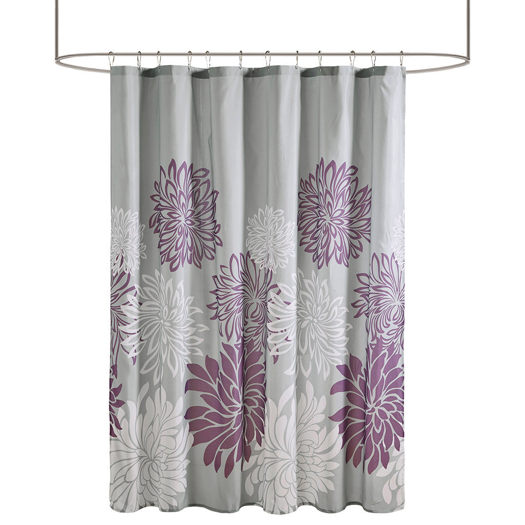 Elegant Floral Shower Curtain in Purple and White Hues