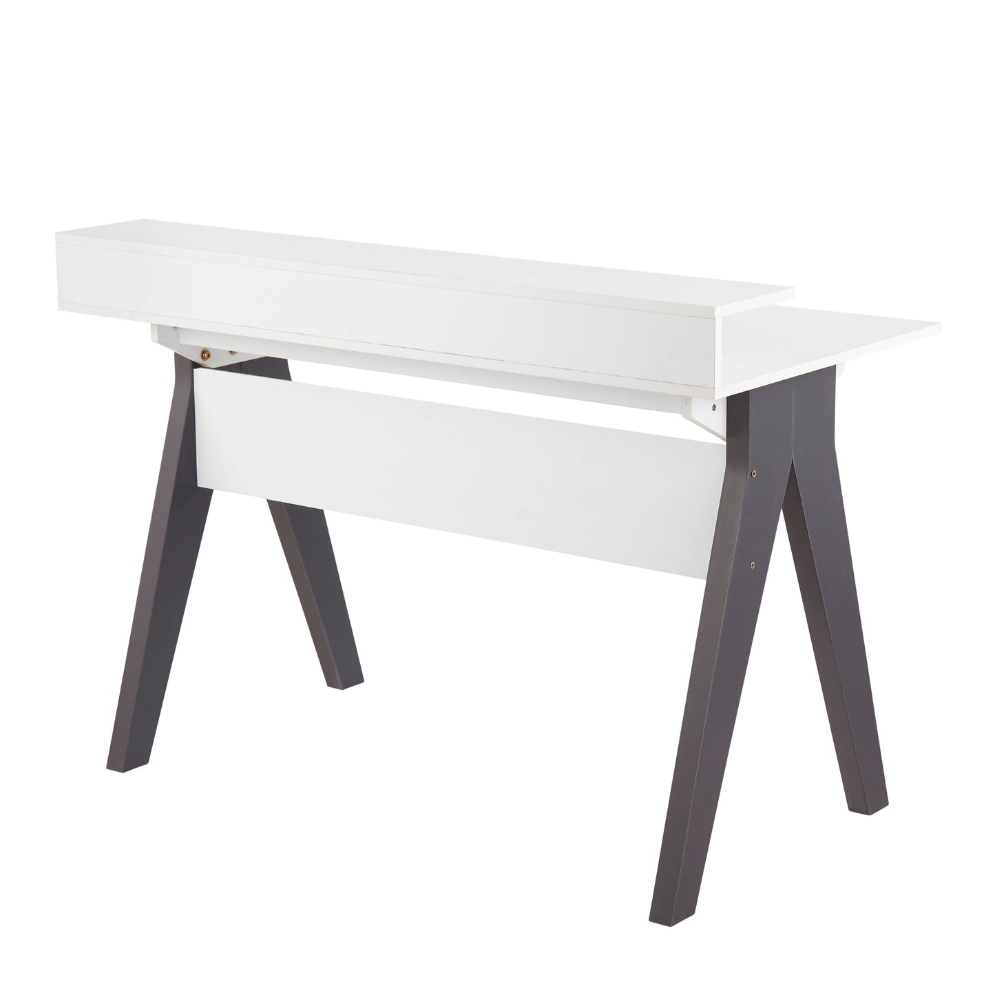 LumiSource Sleek Grey and White Wood Desk with Pull-Out Drawers