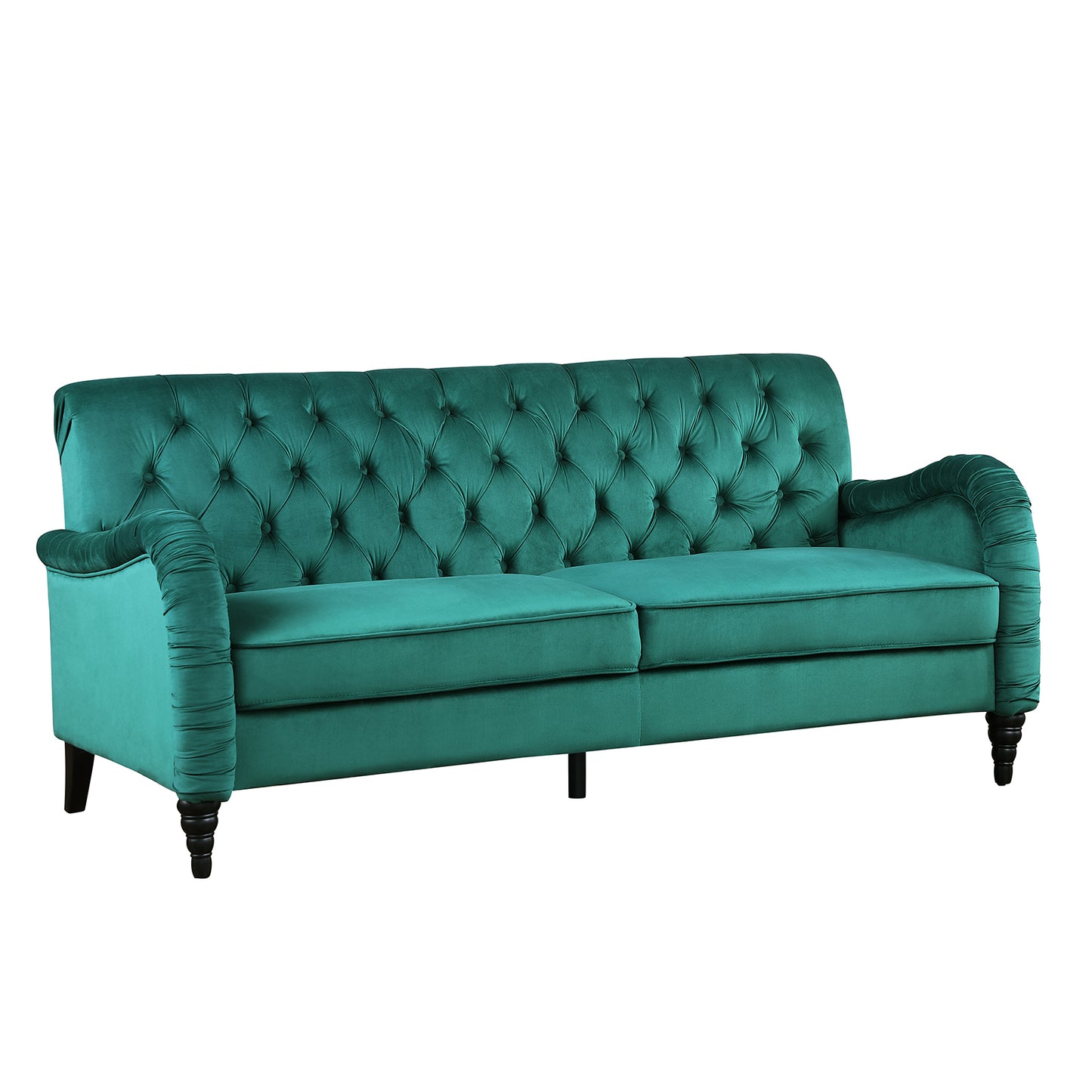 Modern Dark Green Velvet Chesterfield 3-Seater Sofa