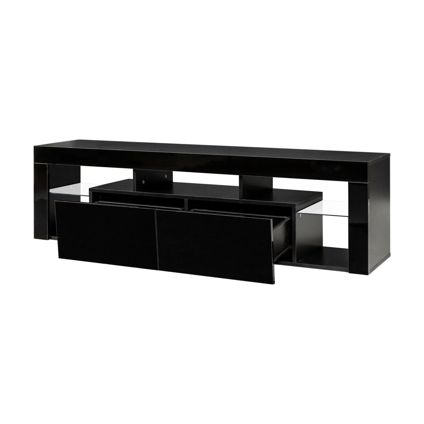 LED Wall Mounted TV Stand with Storage and Remote Control - Black