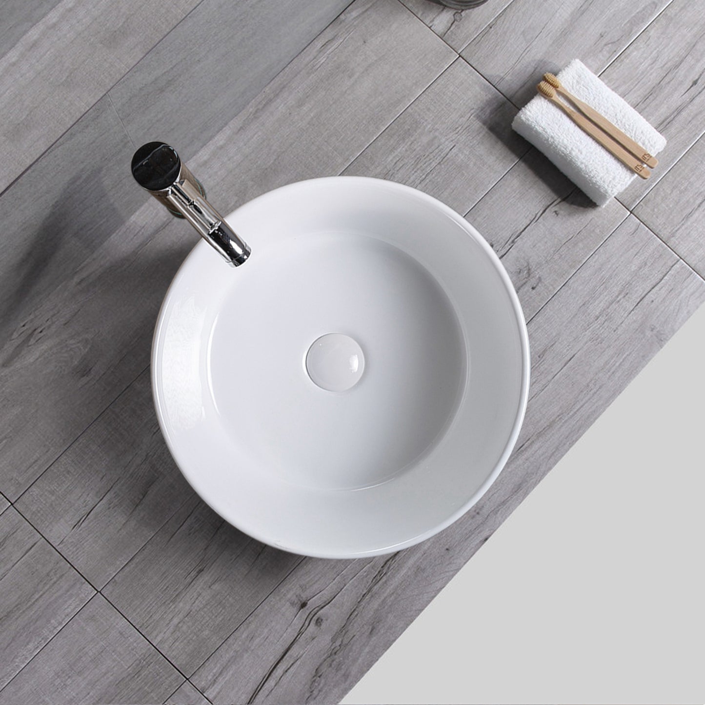 Vessel  Bathroom Sink Basin in White Ceramic