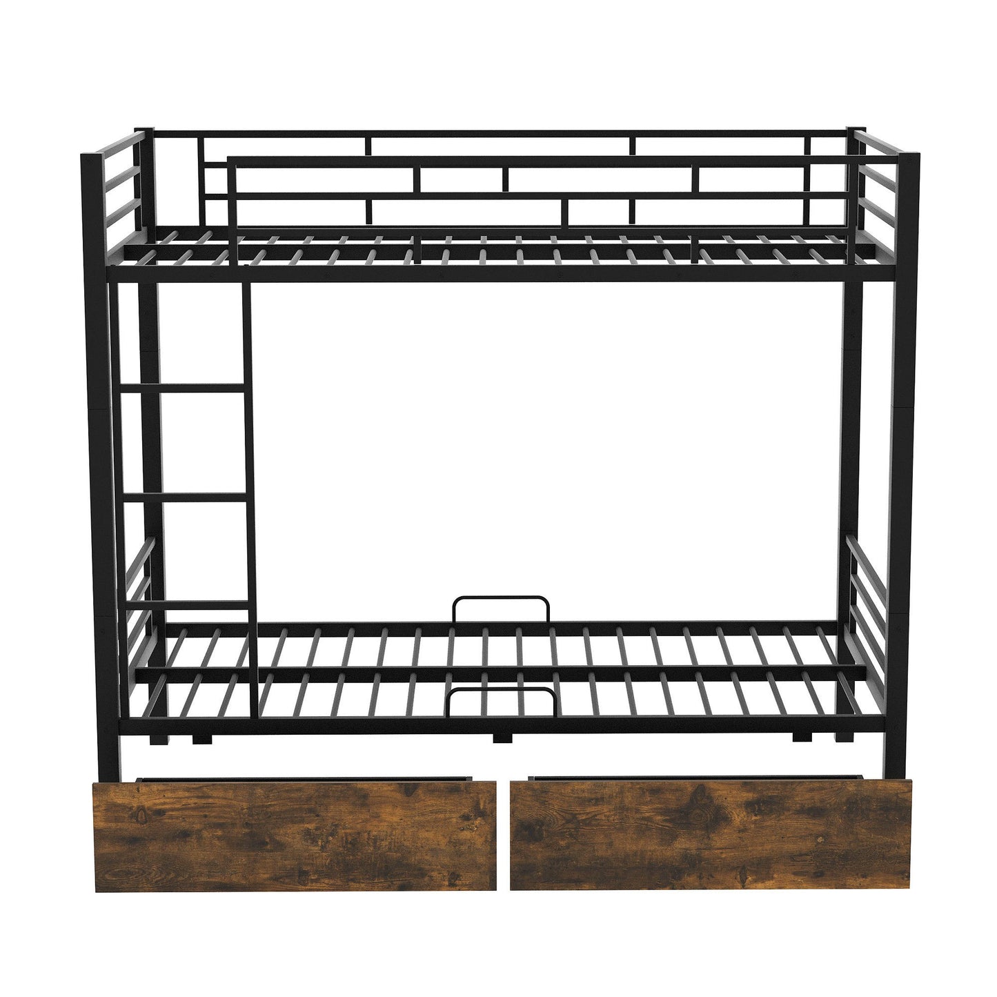 Black Twin Metal Bunk Bed with Underbed Storage Drawers