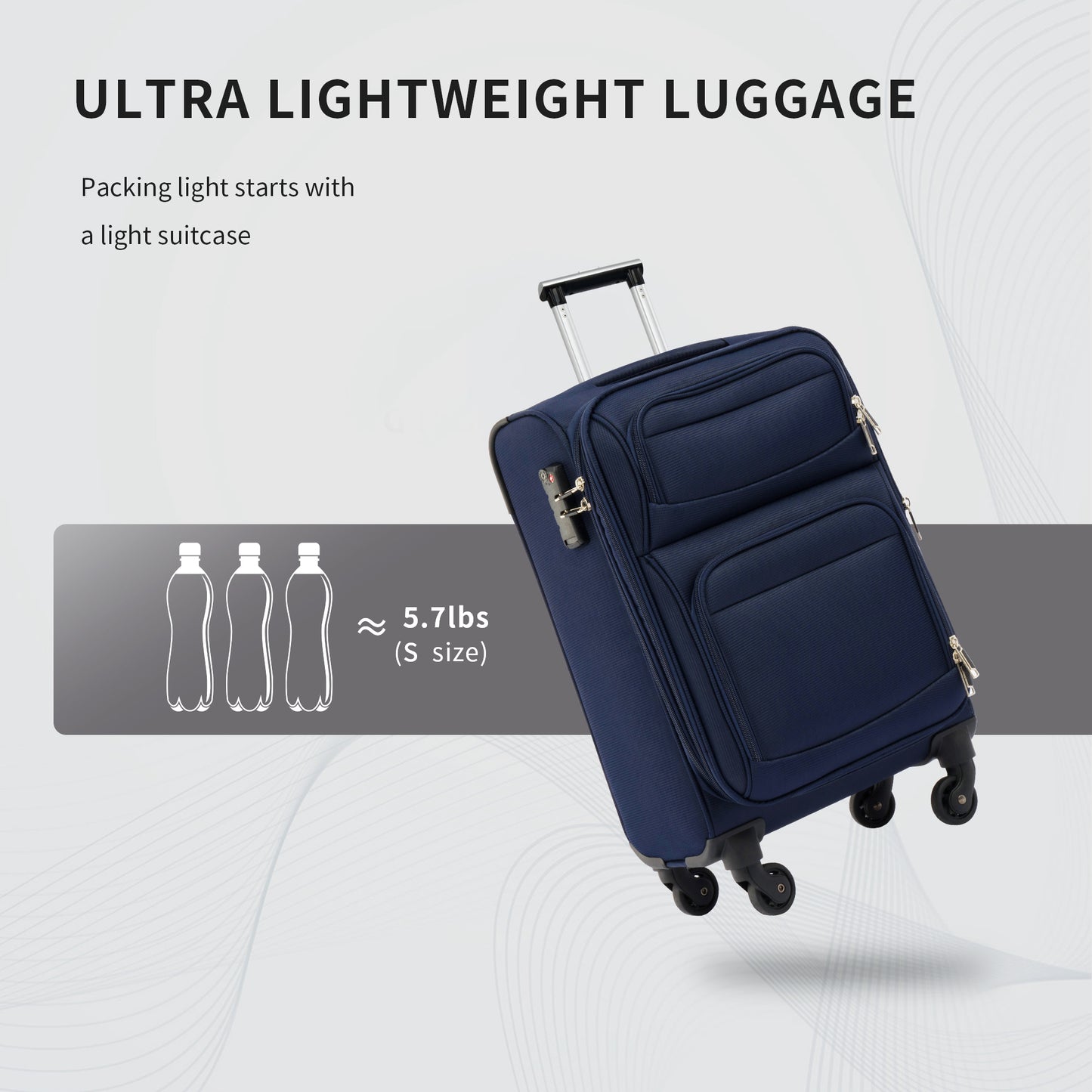 Softside Luggage Expandable 3 Piece Set Suitcase Upright Spinner Softshell Lightweight Luggage Travel Set