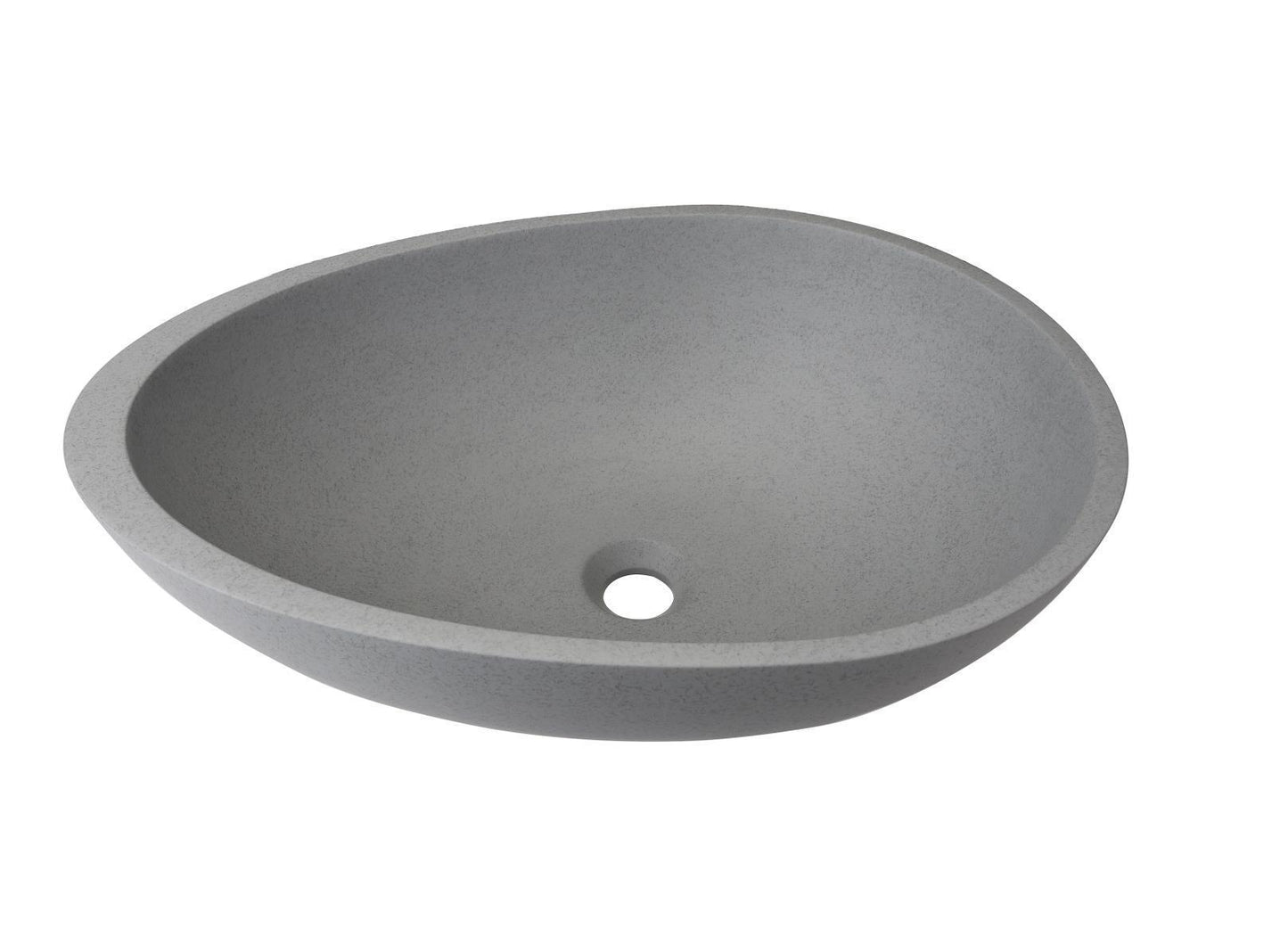 Egg shape Concrete Vessel Bathroom Sink Handmade Concreto Stone Basin Counter Freestanding  Bathroom Vessel  Sink in Grey without  Faucet and Drain