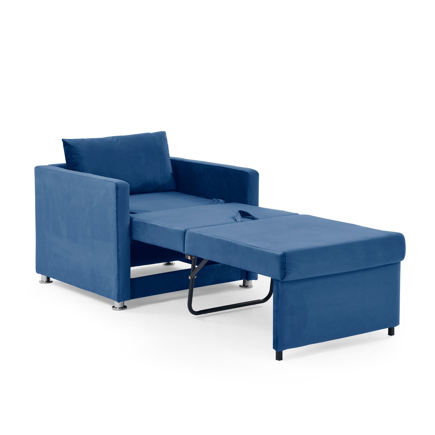 Sofa Bed Chair 2-in-1 Convertible Chair Bed, Lounger Sleeper Chair for Small Space with One Pillow, Blue Velvet