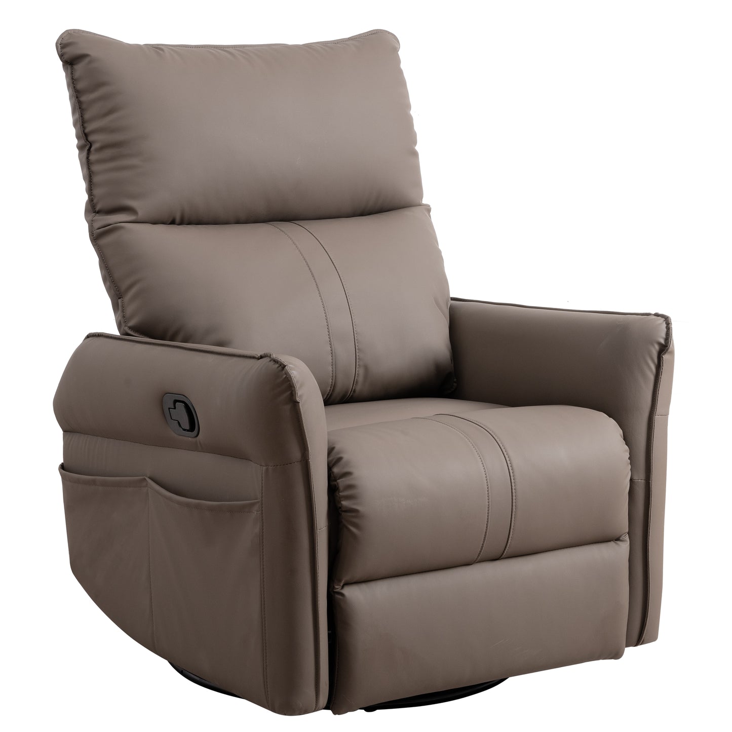 Brown PU Swivel Recliner Chair with Rocking Function