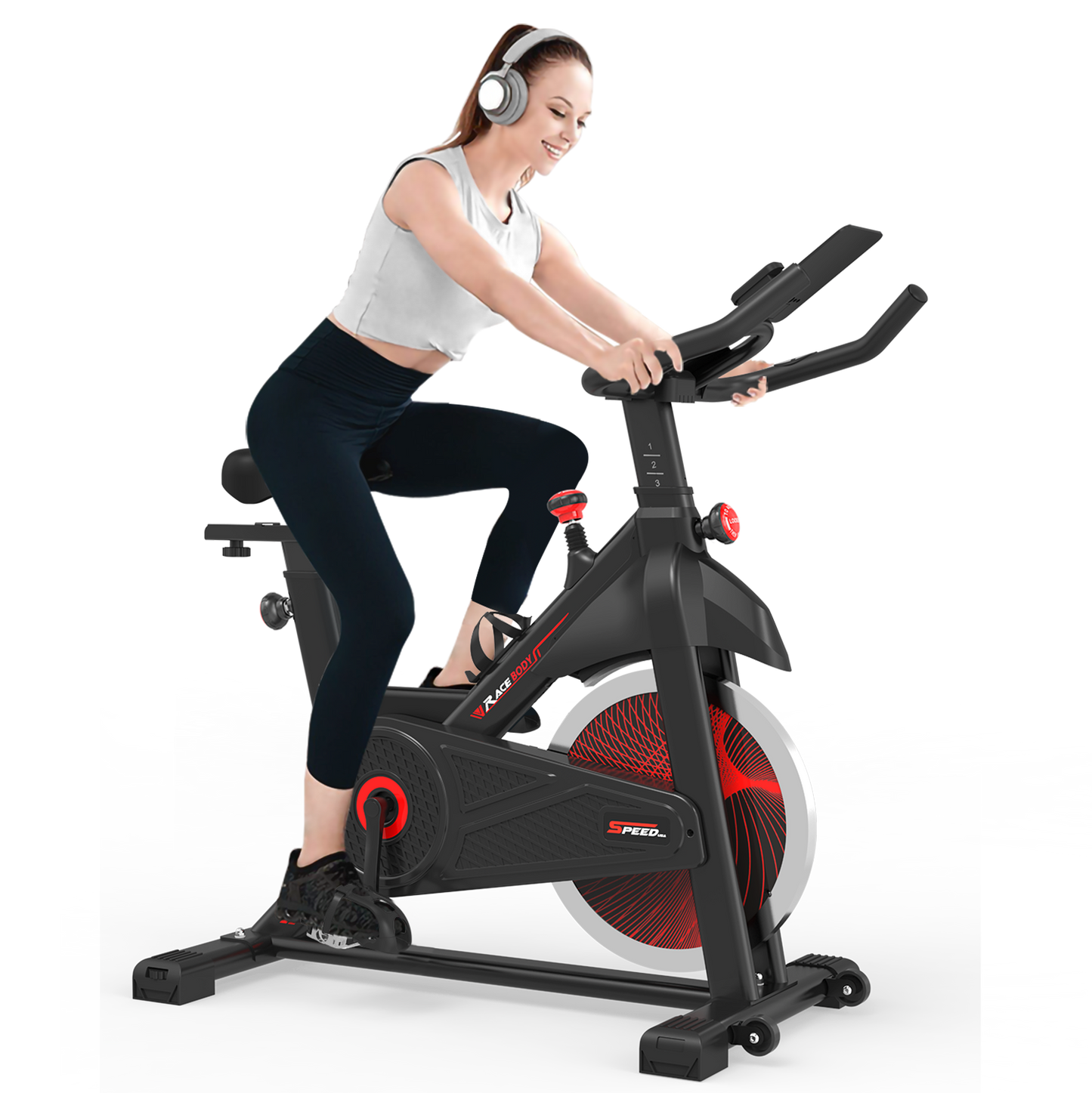 Indoor Cycling Exercise Bike Stationary, Home Gym Workout Fitness Bike with Comfortable Cusion, LCD Display and Hand Pulse