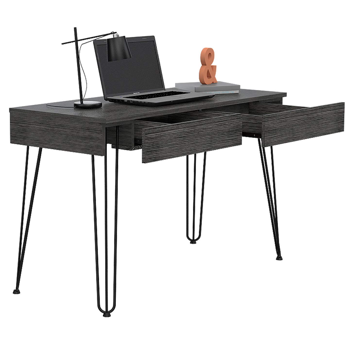 Stylish Oak Office Table with Hairpin Legs