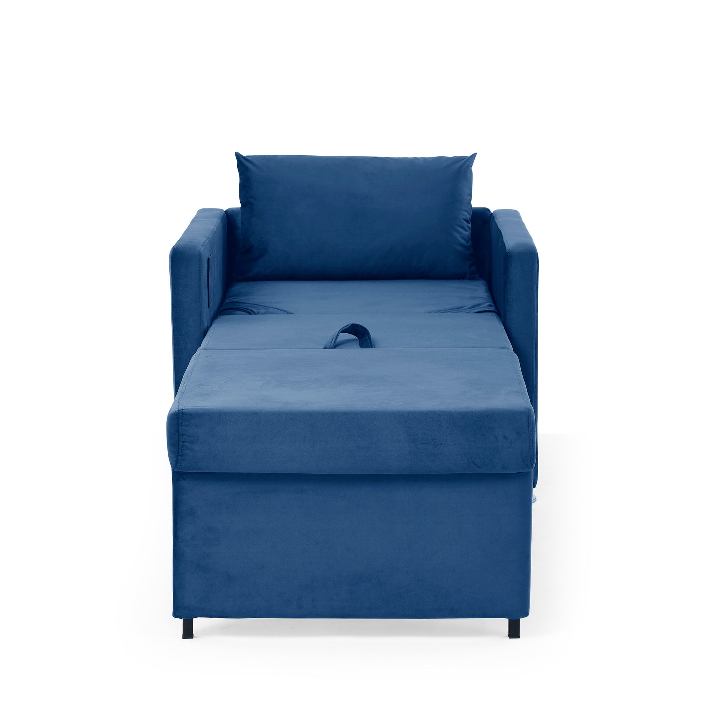 Sofa Bed Chair 2-in-1 Convertible Chair Bed, Lounger Sleeper Chair for Small Space with One Pillow, Blue Velvet