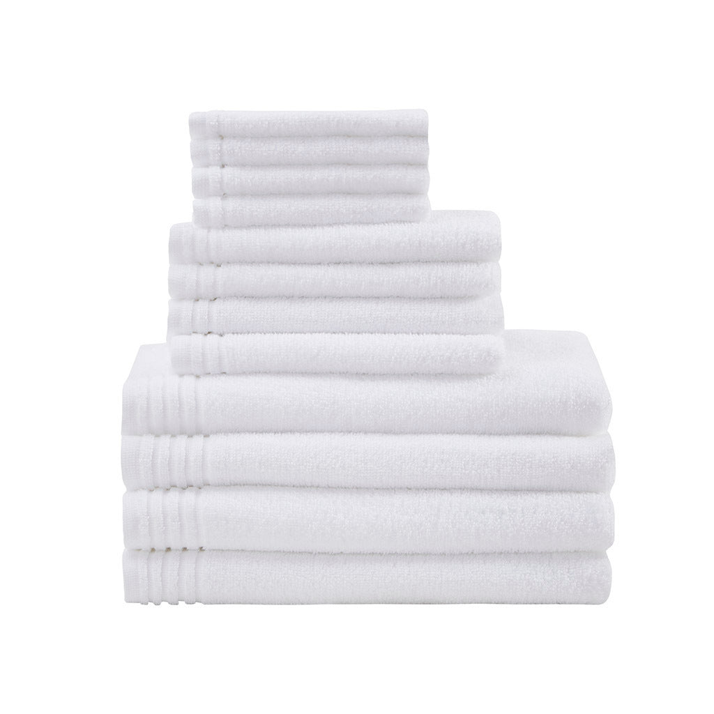 12-Piece Premium Zero Twist 100% Cotton Bath Towel Set with Ultra-Fresh Anti-Microbial Treatment