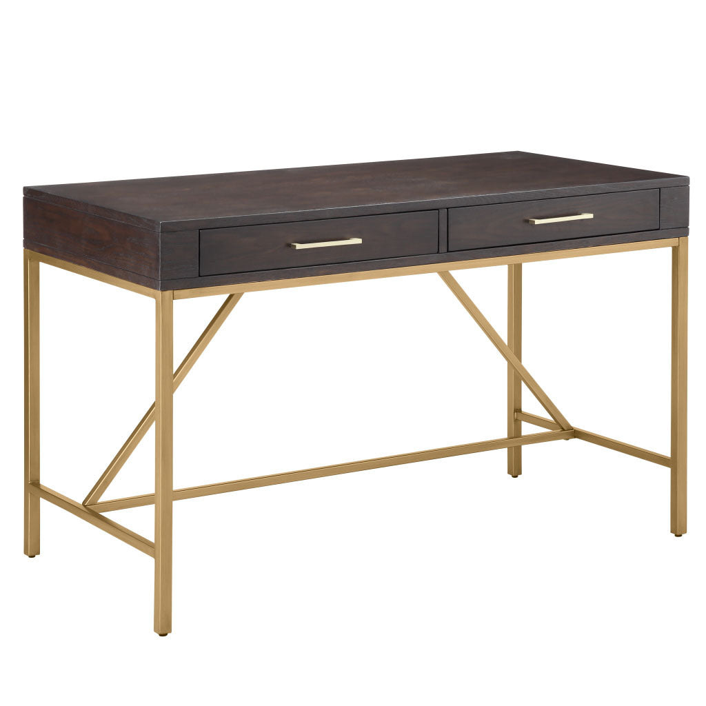 Contemporary Gold and Dark Morocco Office Desk