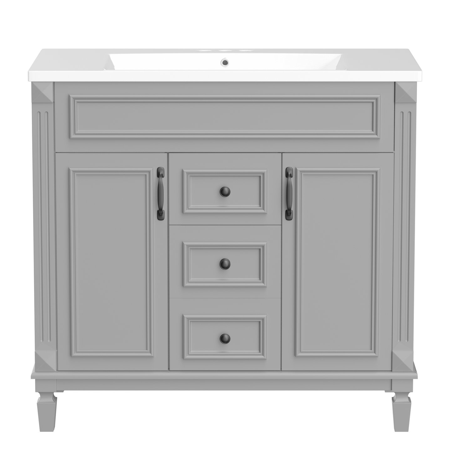 36'' Bathroom Vanity without Top Sink, Cabinet only, Modern Bathroom Storage Cabinet with 2 Soft Closing Doors and 2 Drawers(NOT INCLUDE BASIN SINK)