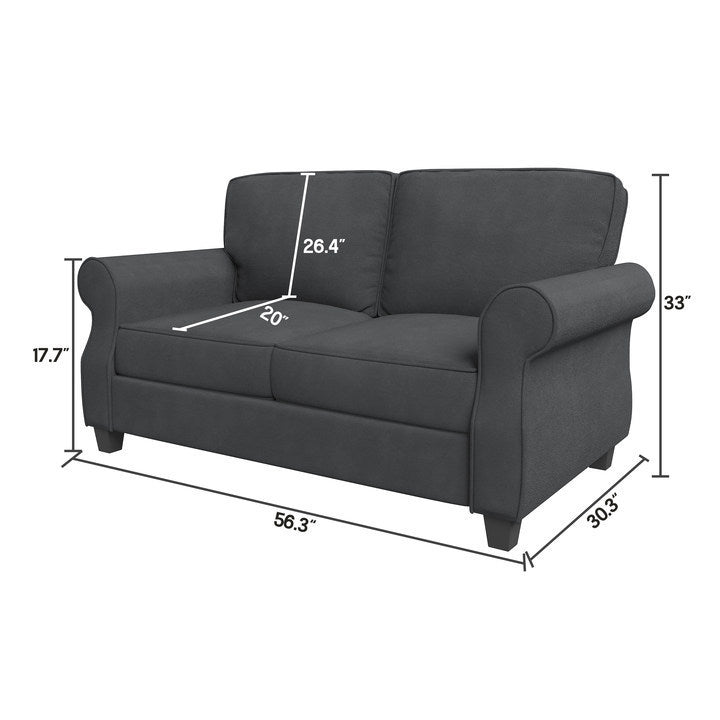 ZINUS Josh Loveseat Sofa, Easy, Tool-Free Assembly,Dark gray