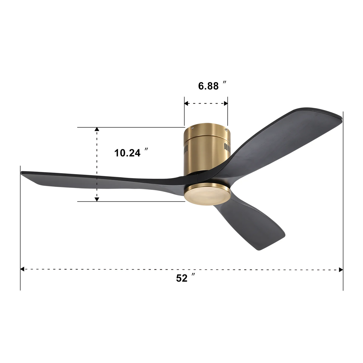 52-Inch Natural Wooden Ceiling Fan with Remote Control