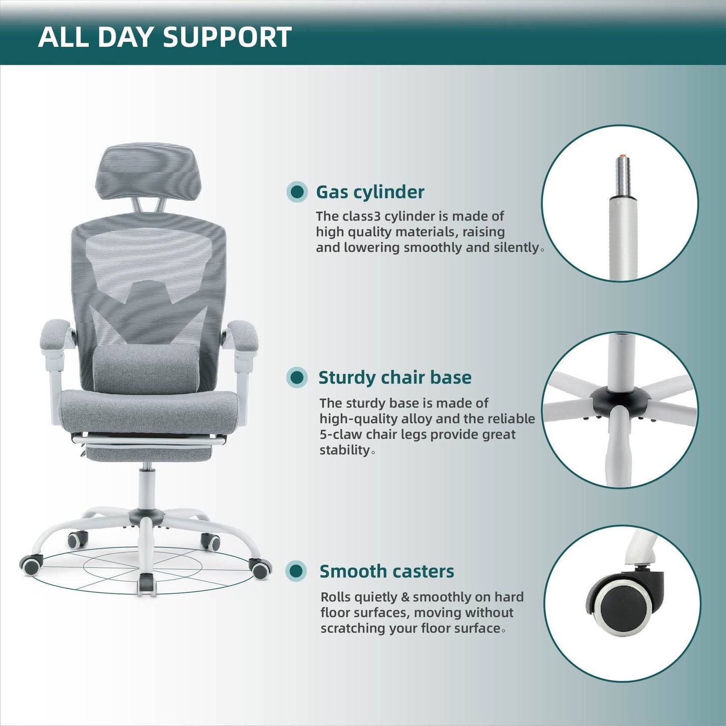 SWEETCRISPY Mesh High Back Ergonomic Office Chair Lumbar Support Pillow Computer Desk Chair