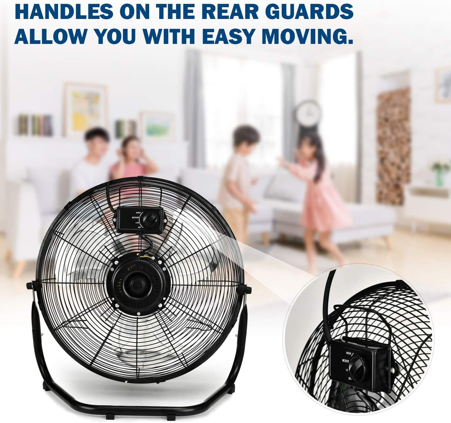 Simple Deluxe 12 Inch 3-Speed High Velocity Heavy Duty Metal Industrial Floor Fans Quiet for Home, Commercial, Residential, and Greenhouse Use, Outdoor/Indoor, Black，2-pack