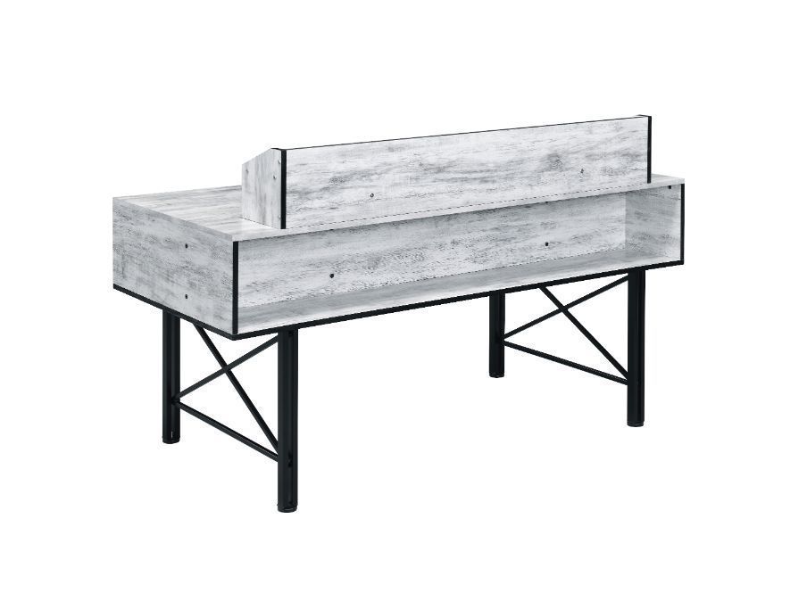 Stylish Safea Computer Desk with Antique White & Black Finish - Blend of Rustic and Industrial Design