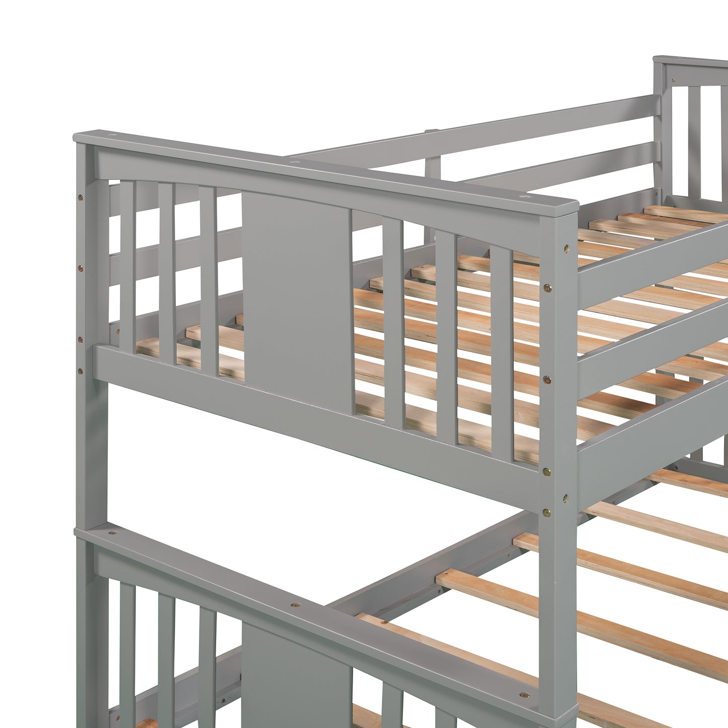 Gray Twin Bunk Bed with Built-in Ladder