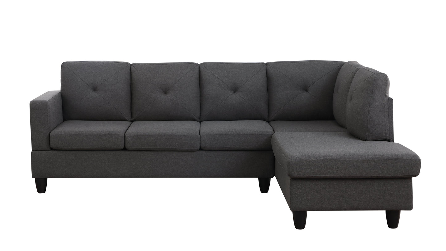 Santiago Dark Grey Linen Sectional Sofa with Right-Facing Chaise