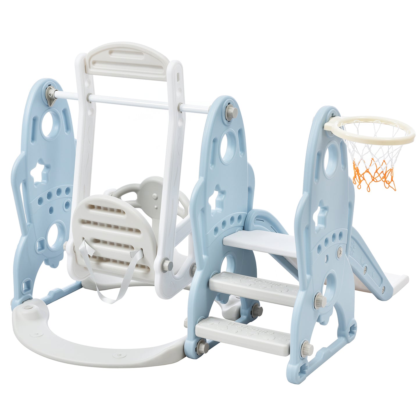 3-in-1 Toddler Slide, Swing, and Basketball Hoop Playset for Indoor & Outdoor