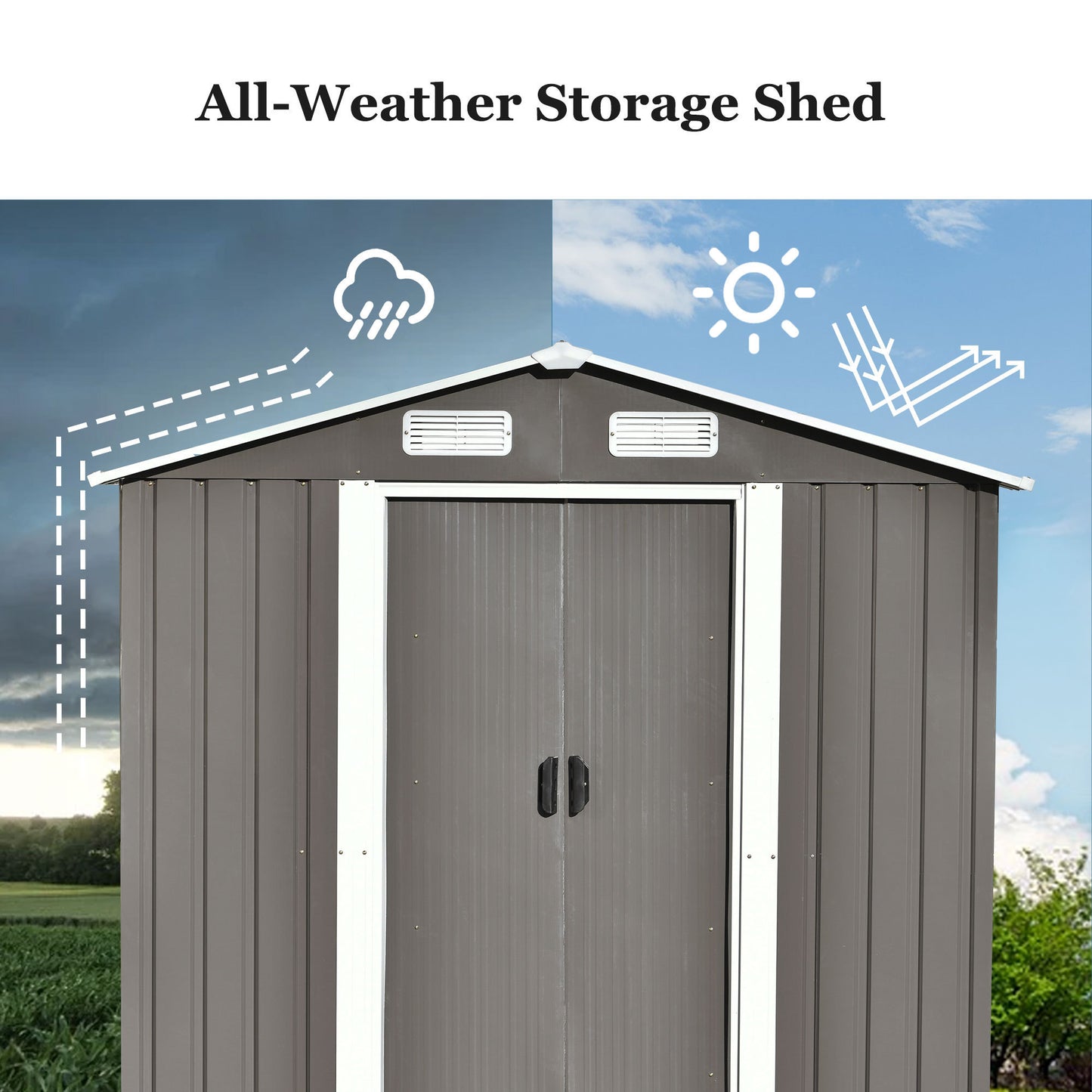 Patio 6ft x4ft Bike Shed Garden Shed, Metal Storage Shed with Adjustable Shelf and Lockable Door, Tool Cabinet with Vents and Foundation for Backyard, Lawn, Garden, Gray