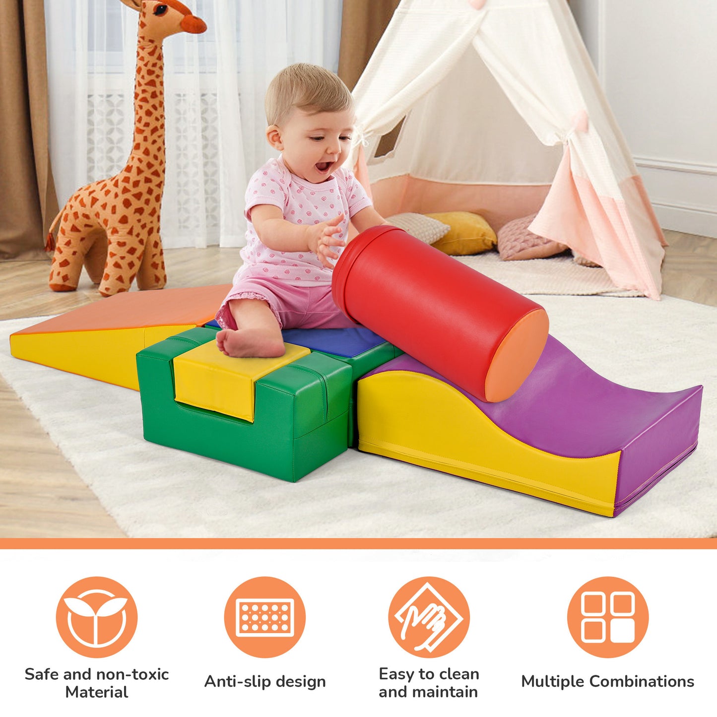 Soft Climbing and Crawling Foam Playset 6 in 1 for Kids