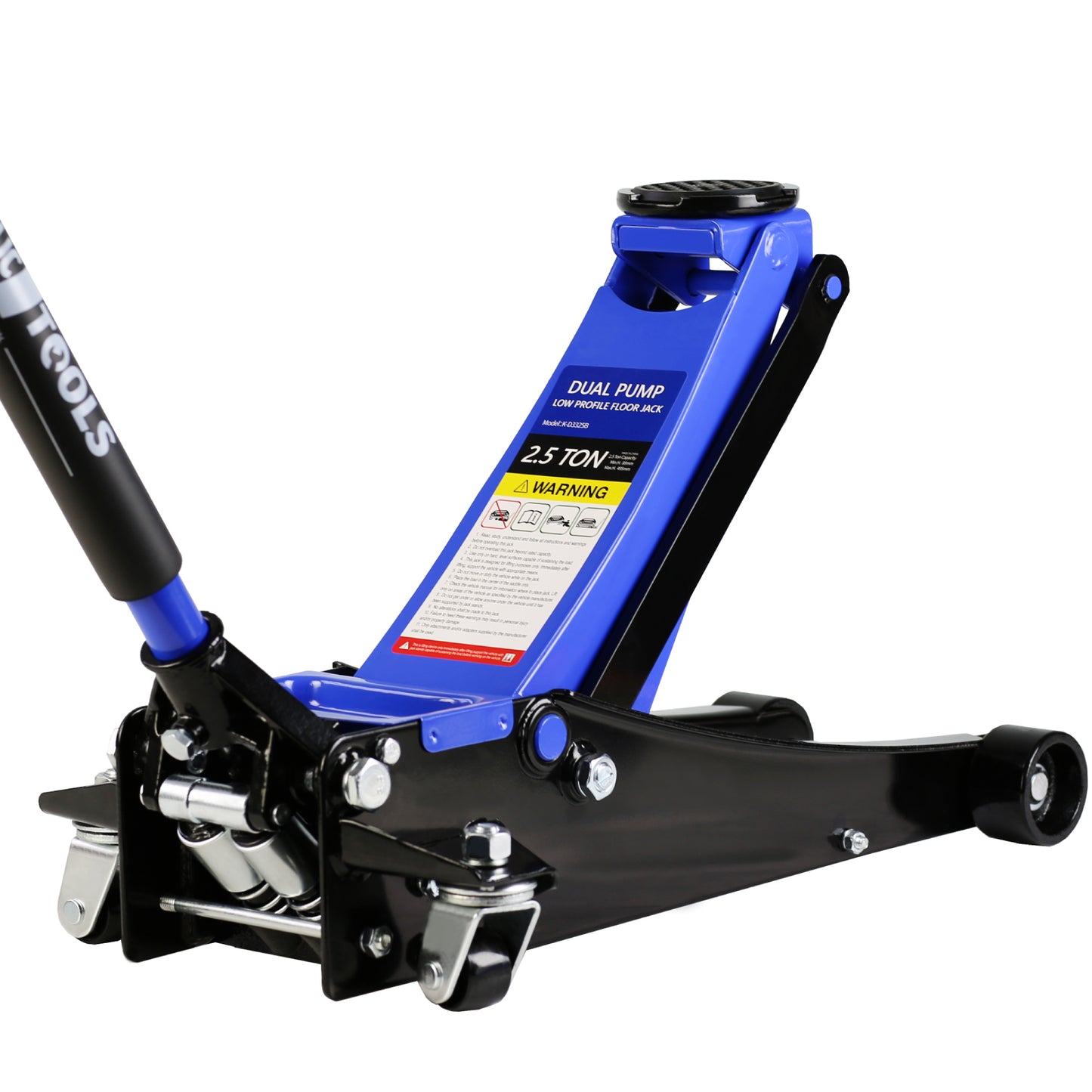 Steel Racing Floor Jack with Dual Pistons Quick Lift Pump - 2.5 Ton Lifting Range 3.5-19.5