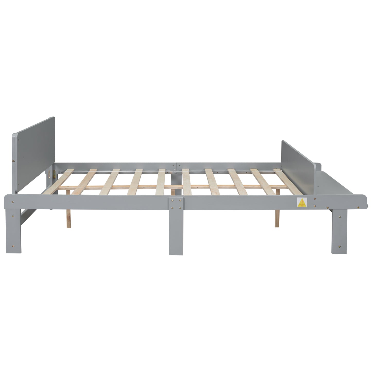 Full Bed with Footboard Bench,Grey