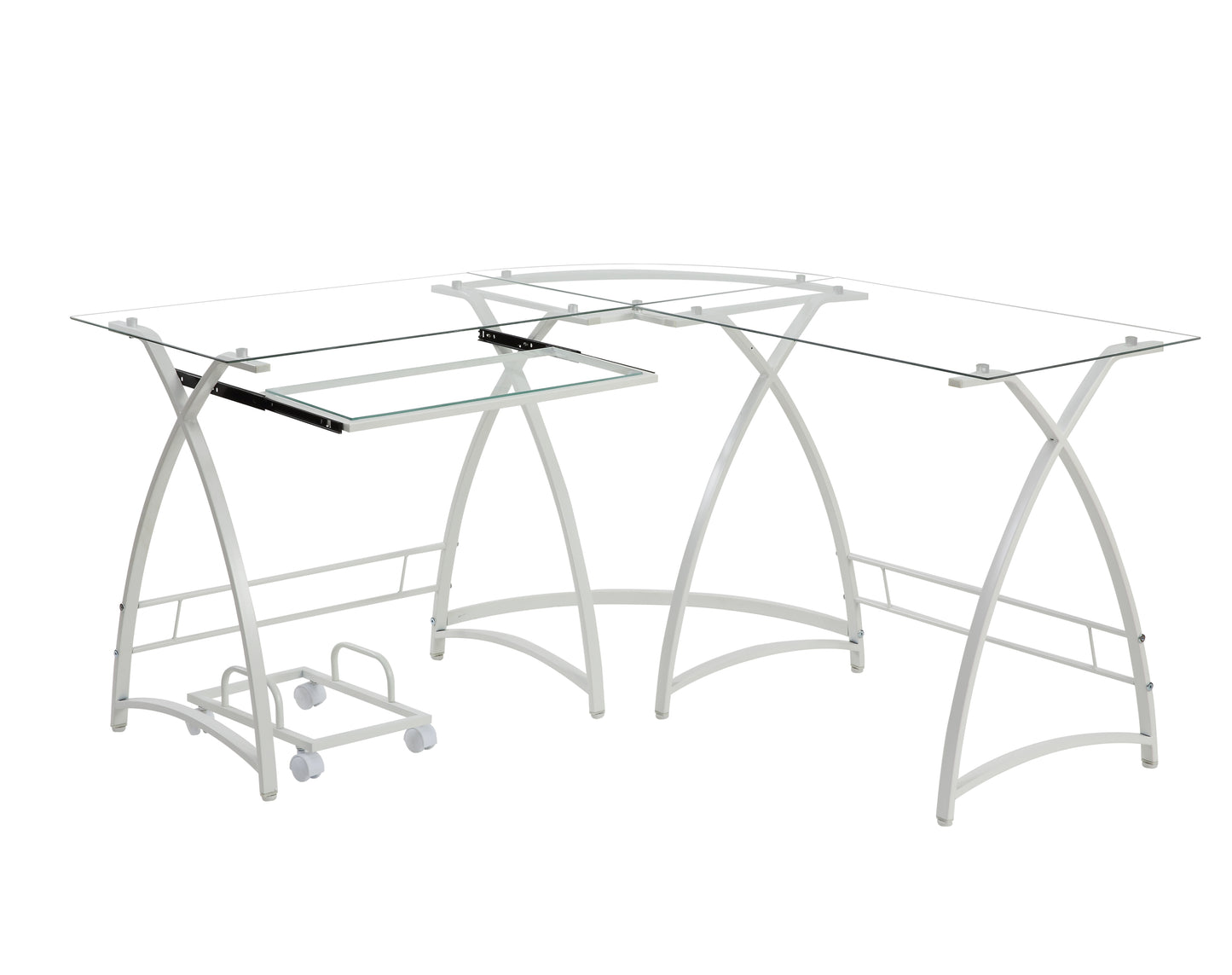 Modern Glass and White L-Shape Computer Desk by Dazenus