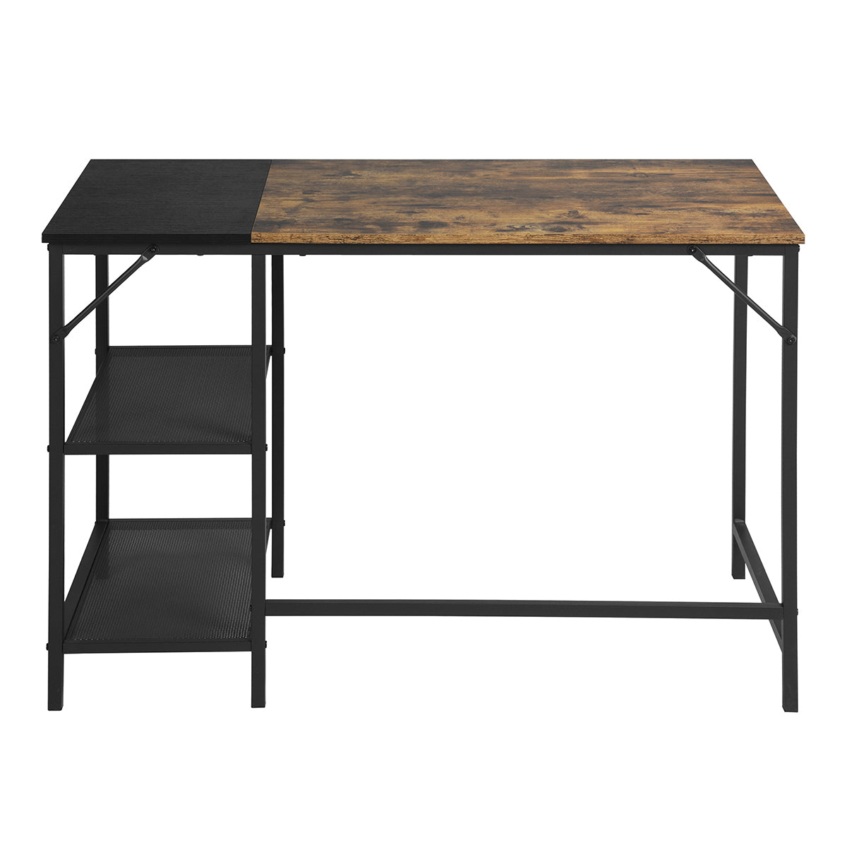 Retro-Modern Writing Desk with Storage Shelves for Stylish Home Office