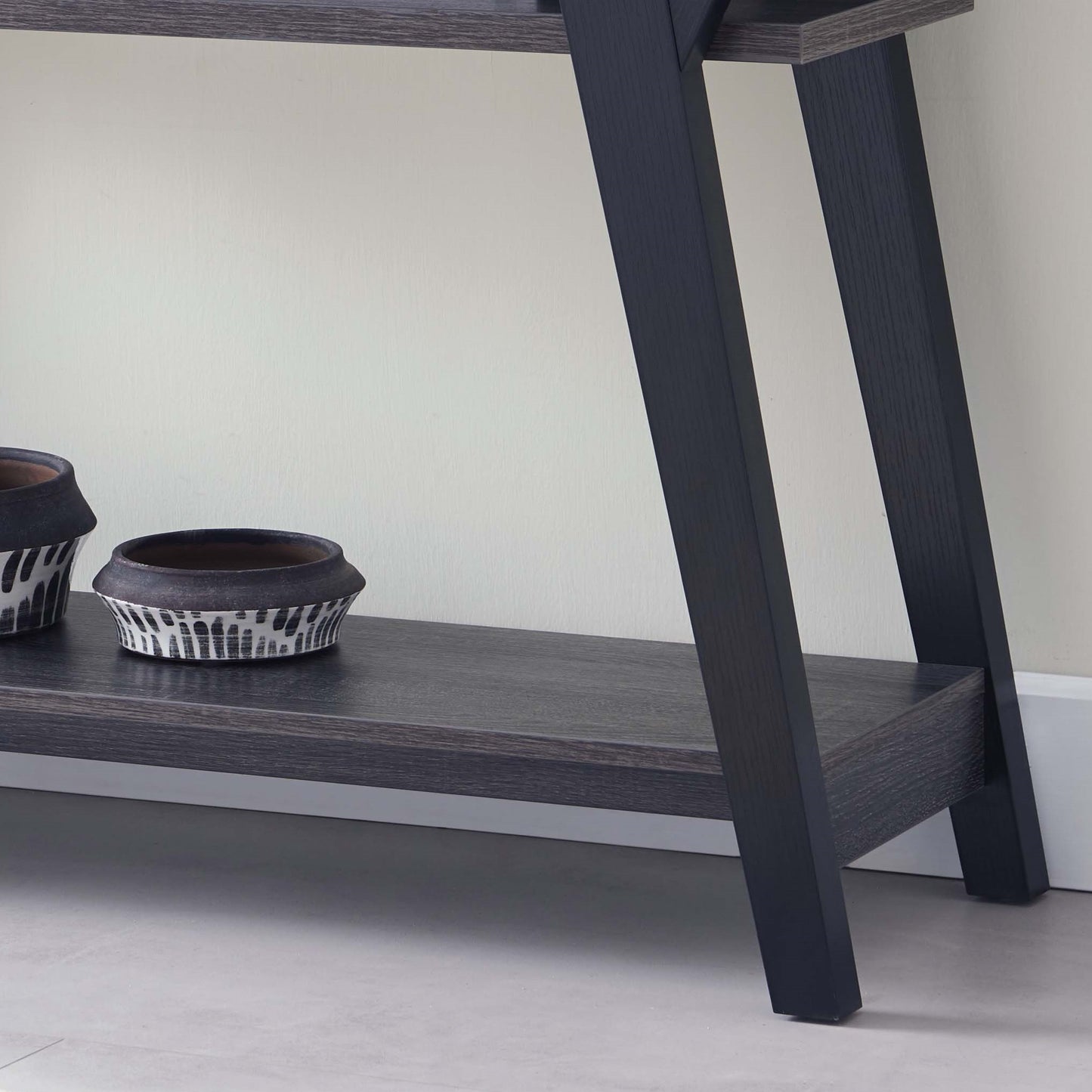 Distressed Grey & Black Two-Tier Console Table
