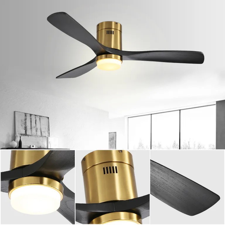 52 Inch Low Profile Ceiling Fan with Remote Control and LED Light Kit