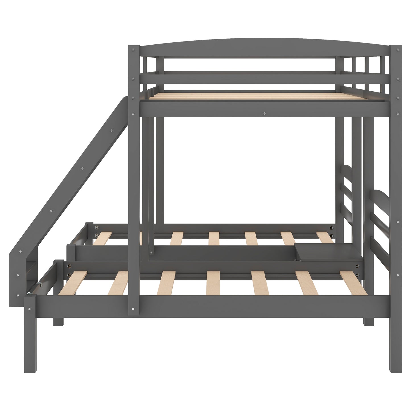 Gray Triple Bunk Bed with Full over Twin & Twin