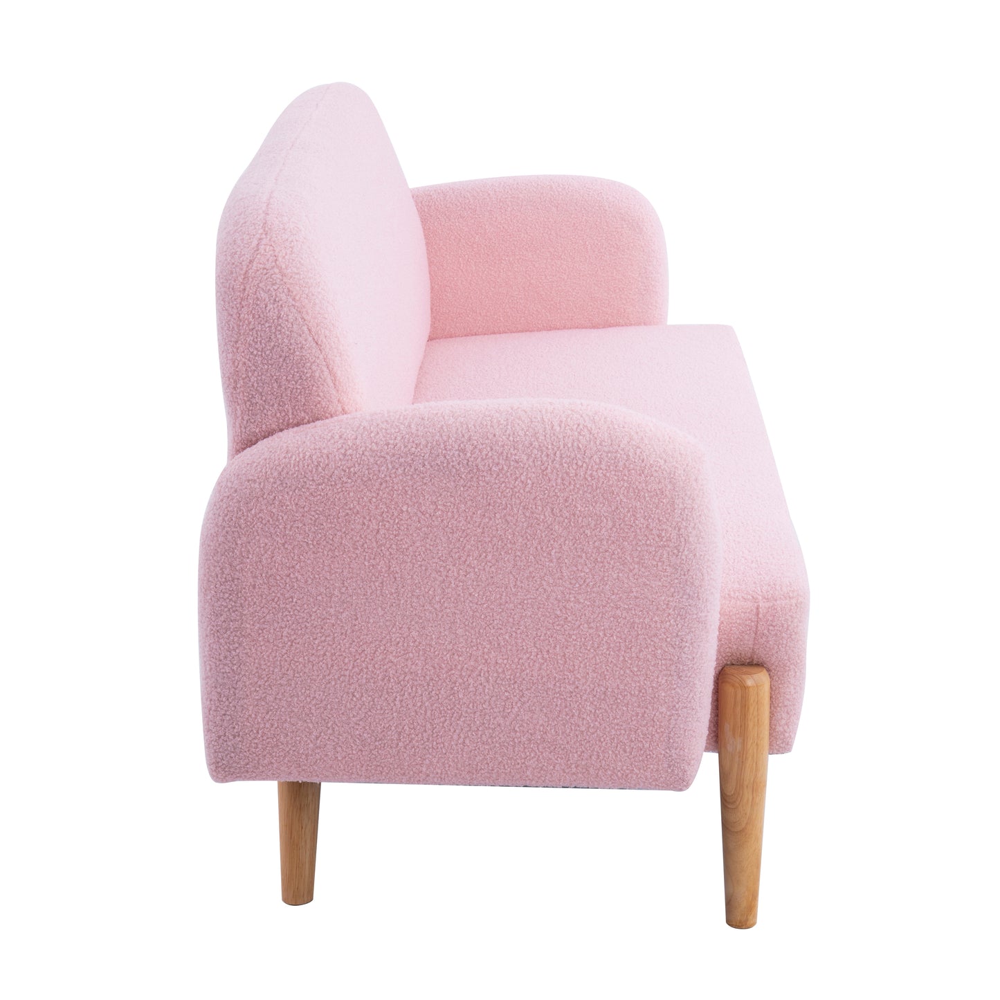 59.1 Pink Teddy Velvet Two-Seater Sofa with Three Lumbar Pillows