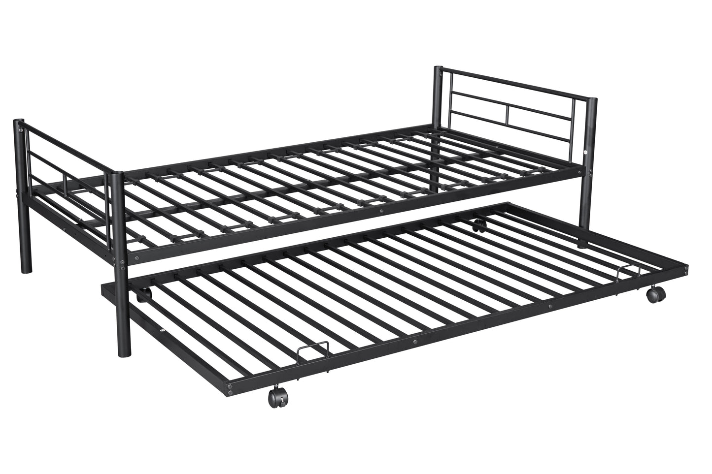 Metal Twin Bunk Bed with Trundle - Durable, Safe, and Quiet Sleep Haven