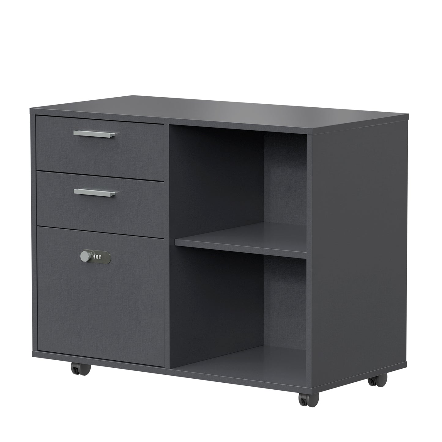 Lockable Rolling File Cabinet with Combination Lock, Dark Gray