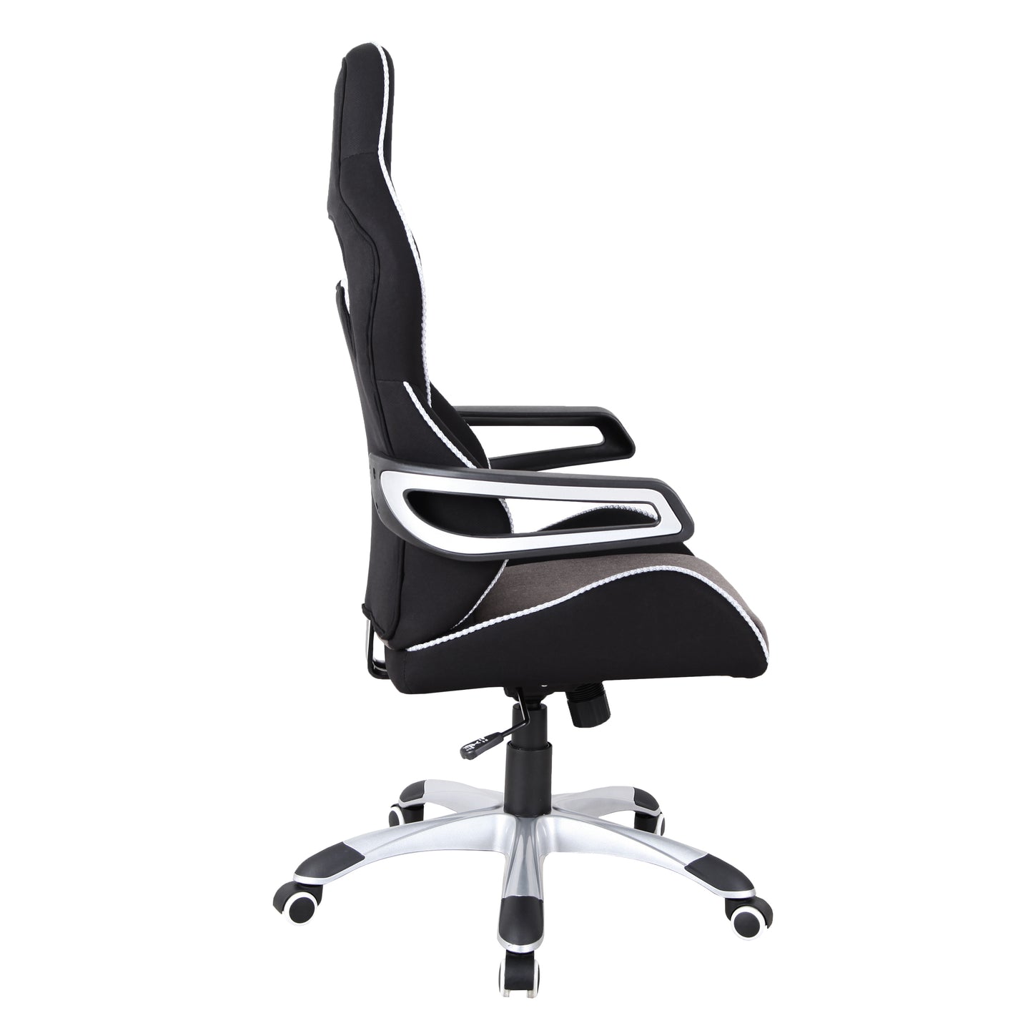 Ergonomic Upholstered Racing Style Home & Office Chair, Grey/Black