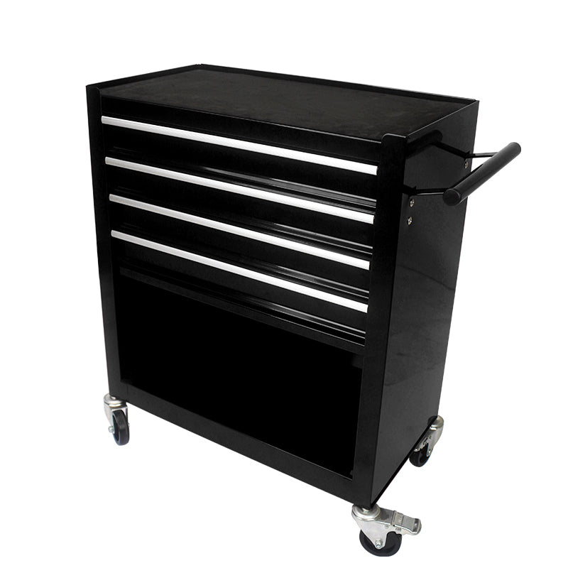 4 DRAWERS MULTIFUNCTIONAL TOOL CART WITH WHEELS-BLACK