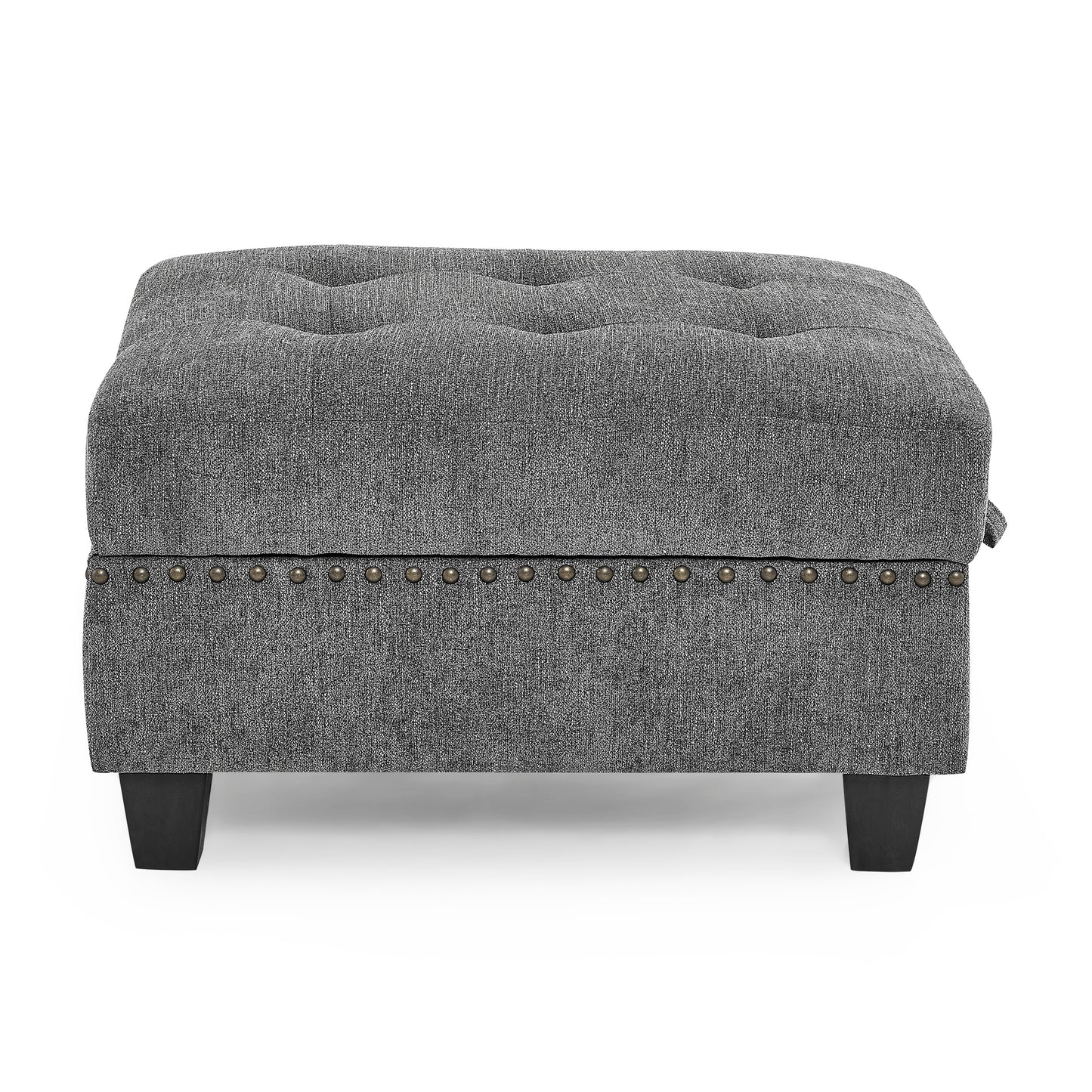 Modular Sectional Sofa Set with Storage Ottoman in Grey Chenille