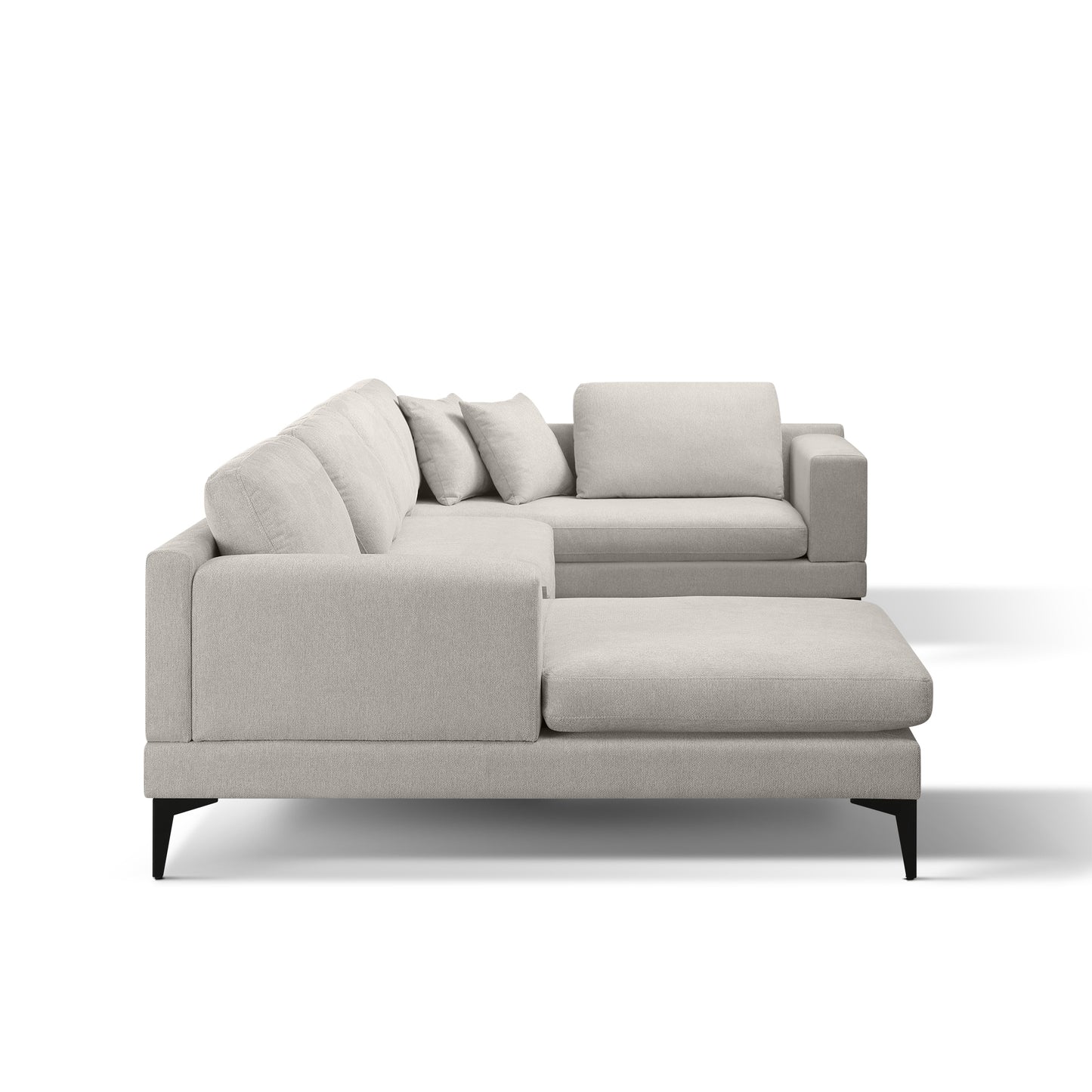 3-Piece U-Shape Upholstered Sectional Sofa Set with Reversible Chaise Lounge, Champagne Texture