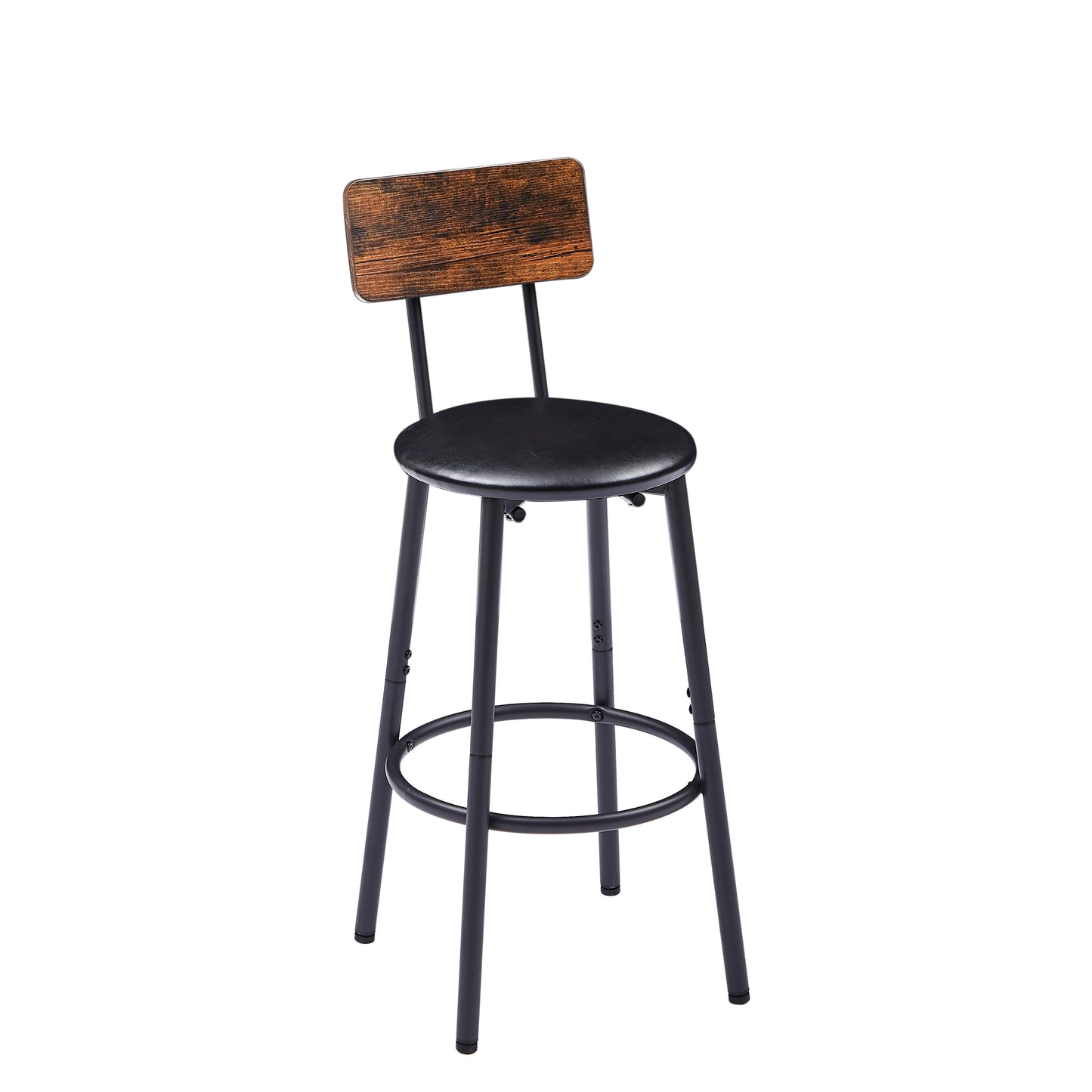 Bar Table Set with 4 Bar stools PU Soft seat with backrest, Rustic Brown, 47.24'' L x 23.62'' W x 35.43'' H