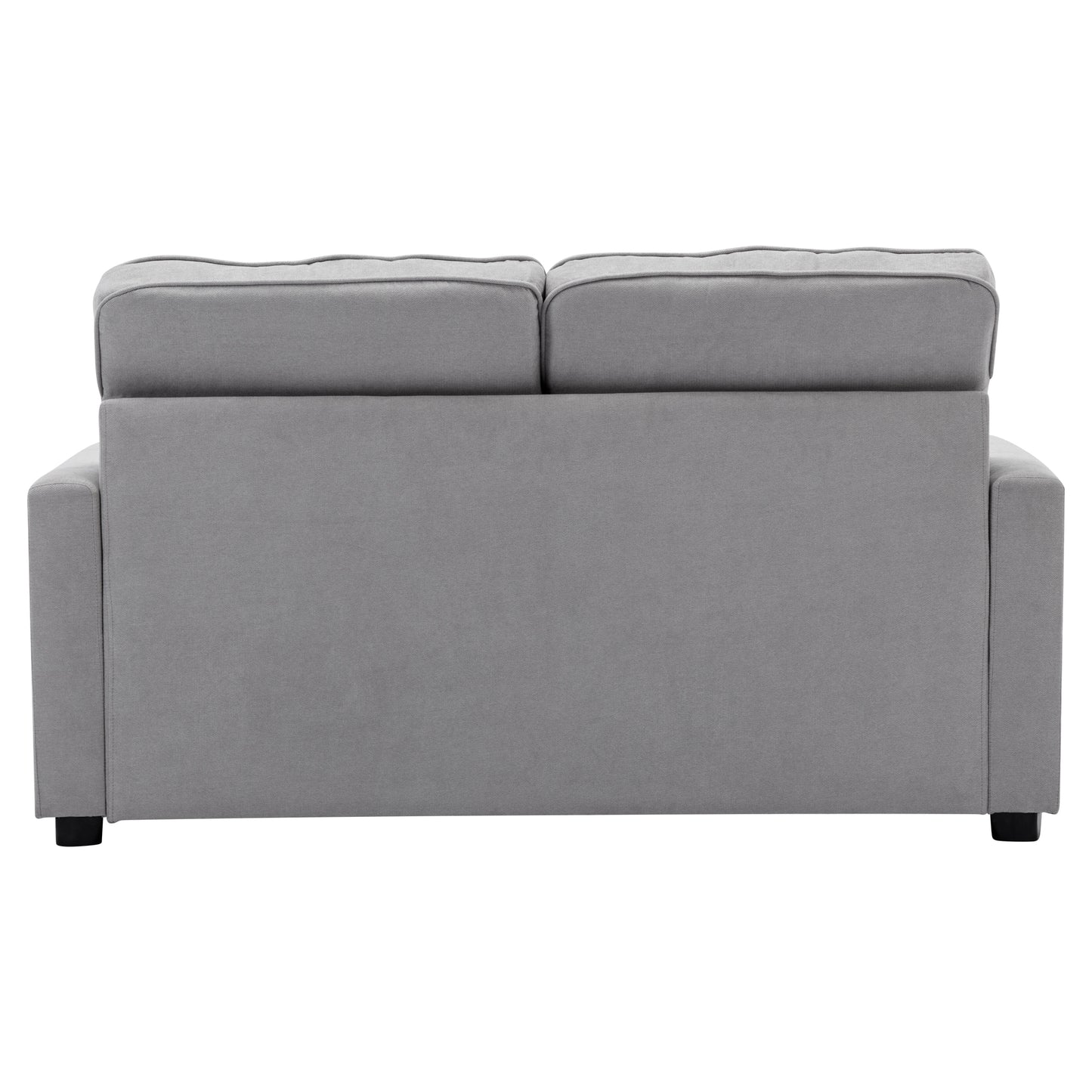 Multifunctional Grey Loveseat Sofa with Pull-Out Bed and Storage Pockets - Modern Upholstered Couch for Living Room and Office