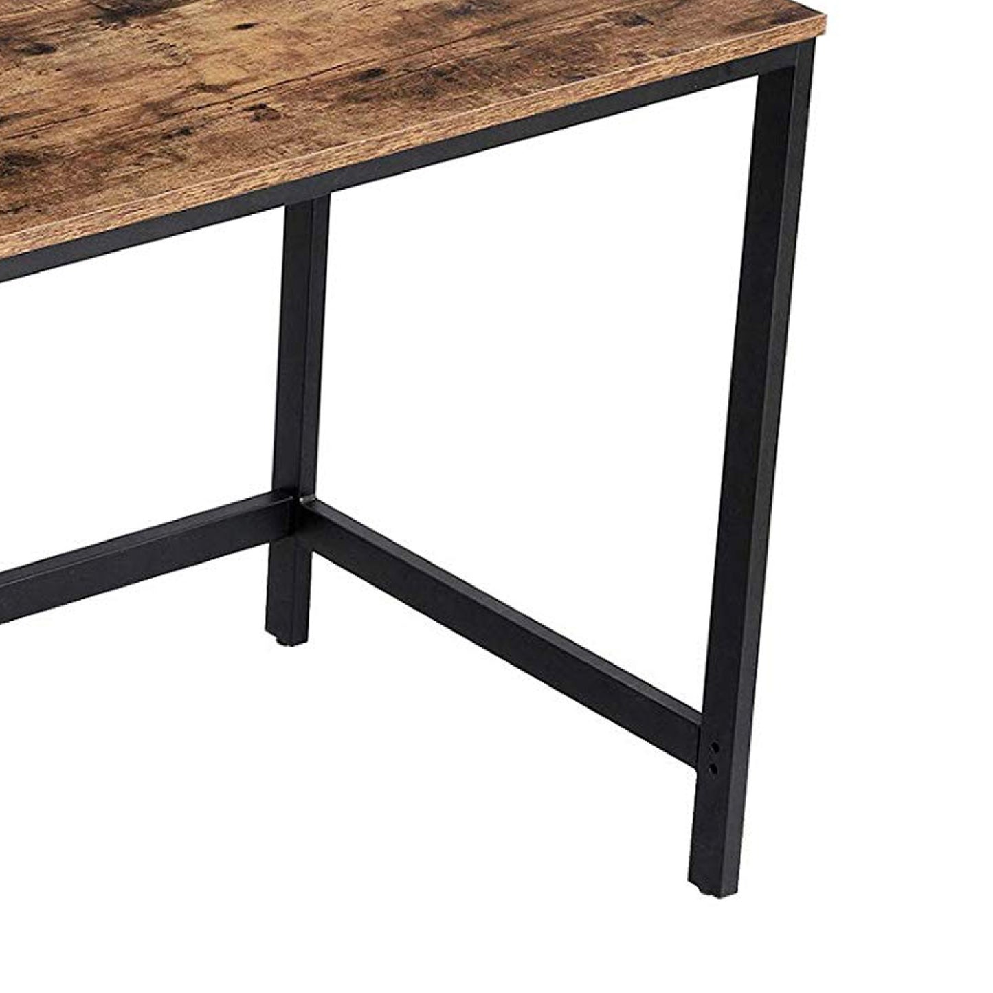 Industrial Style 47-Inch Writing Desk with 2 Shelves, Black-Brown Wood and Metal