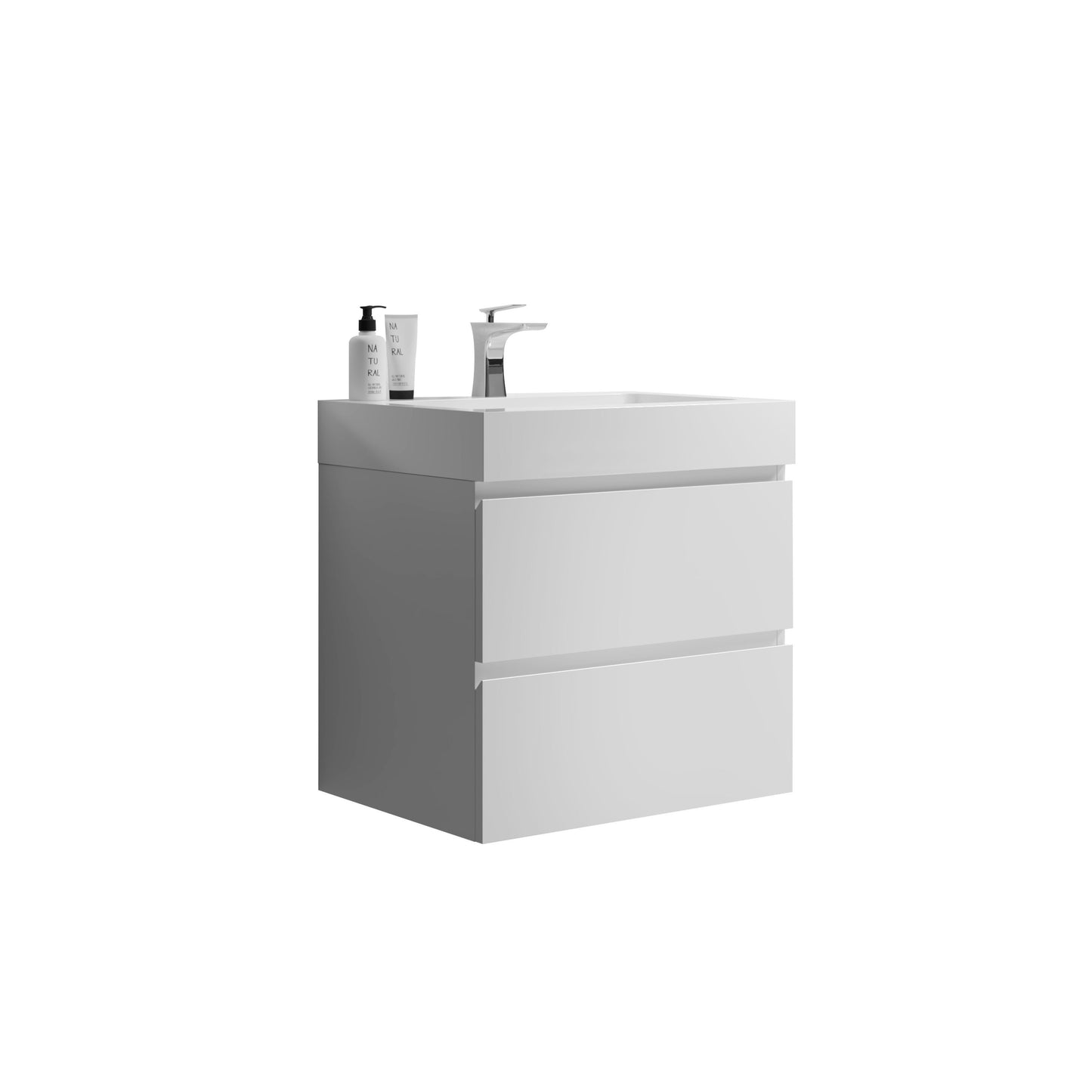 Alice-24W-201,Wall mount bathroom vanity WITHOUT basin, white color, with two drawer.