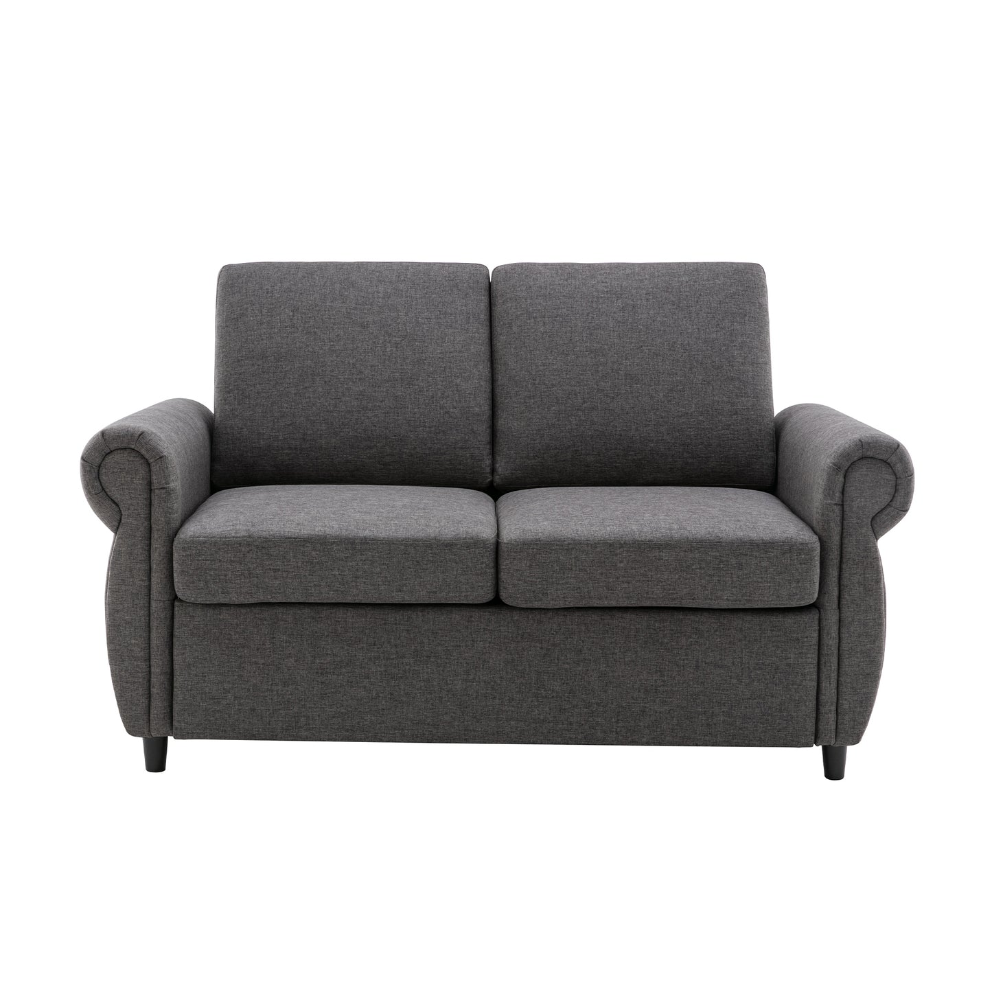 57.5 Orisfur Gray Loveseat Sleeper Sofa Bed with Memory Foam Mattress for Living Room Spaces