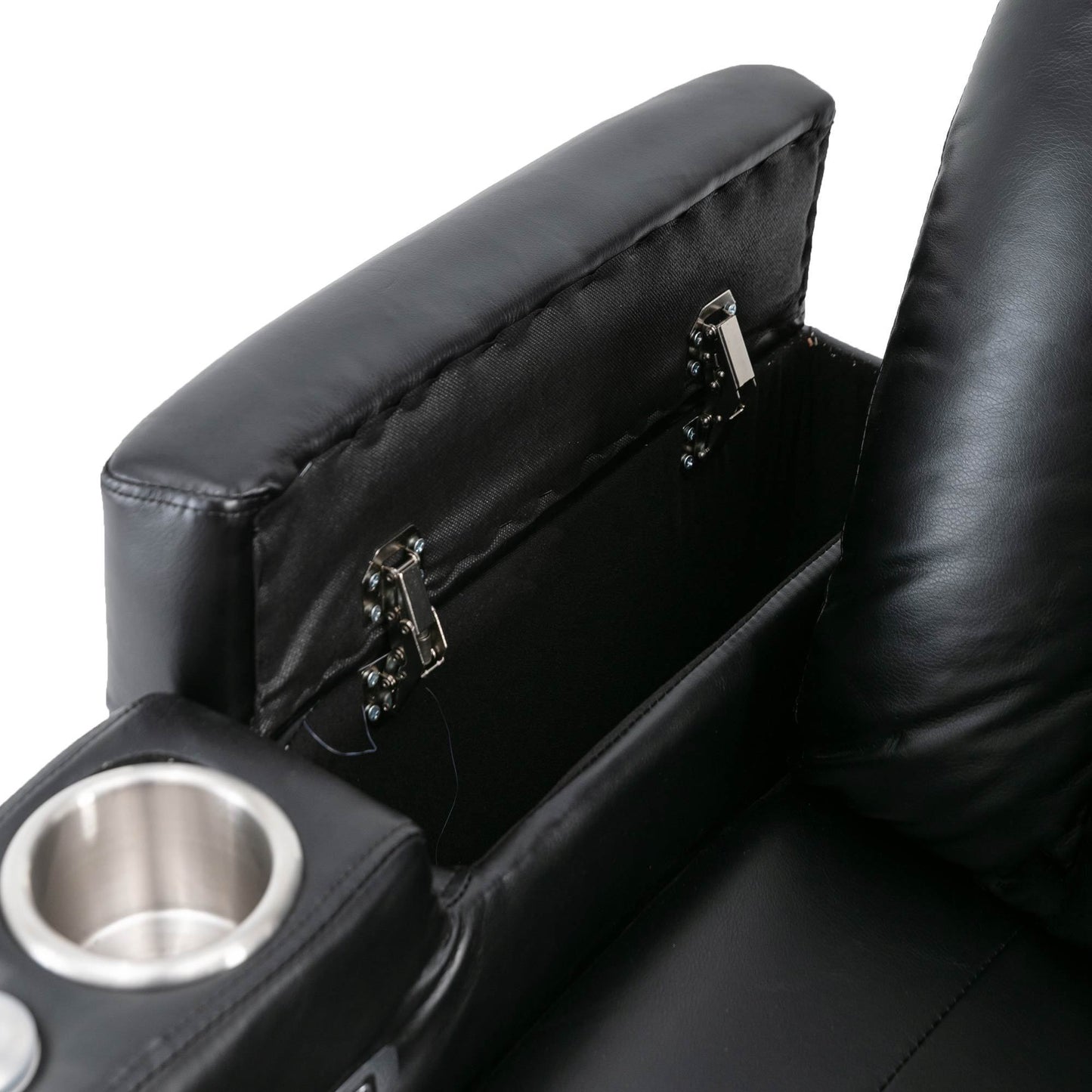 Ultimate Comfort Power Recliner with Storage Arms and Swivel Tray Table, Black